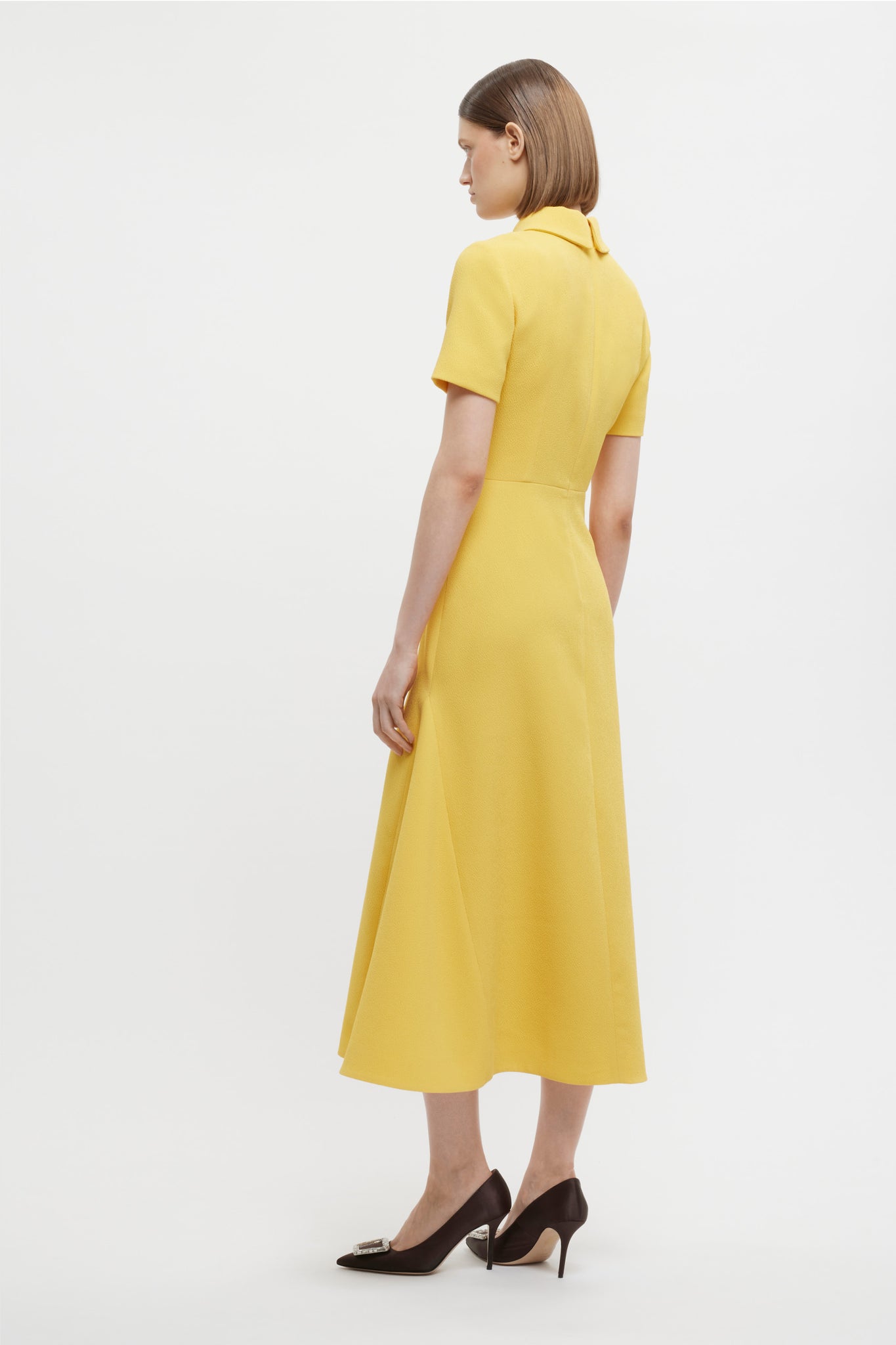 Eman Dress In Custard Yellow Double Crepe - Emilia Wickstead