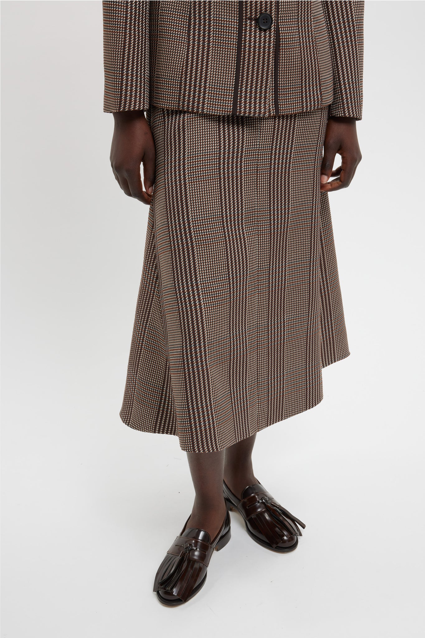 Queenie Skirt In Rust Prince Of Wales Check - Emilia Wickstead