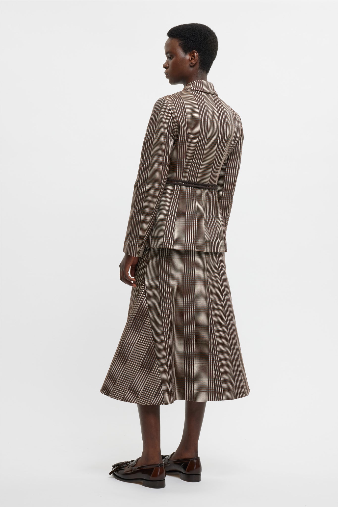 Queenie Skirt In Rust Prince Of Wales Check - Emilia Wickstead