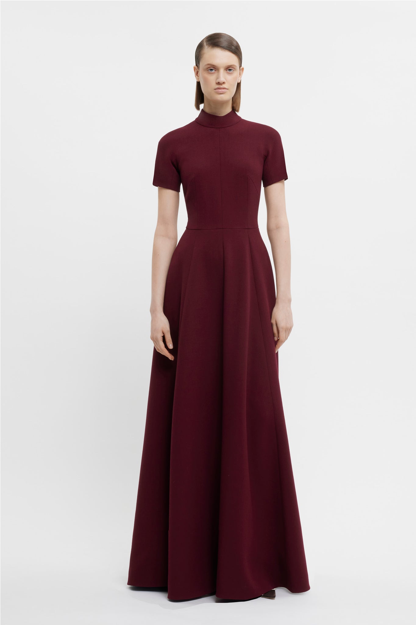 Malinda Floor Length Gown In Burgundy Double Crepe - Emilia Wickstead