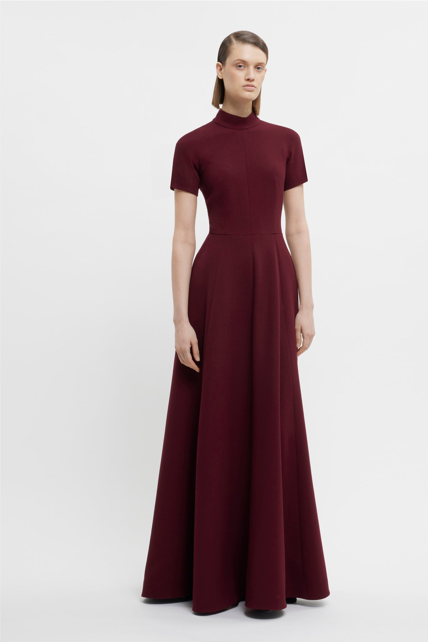 Malinda Floor Length Gown In Burgundy Double Crepe - Emilia Wickstead