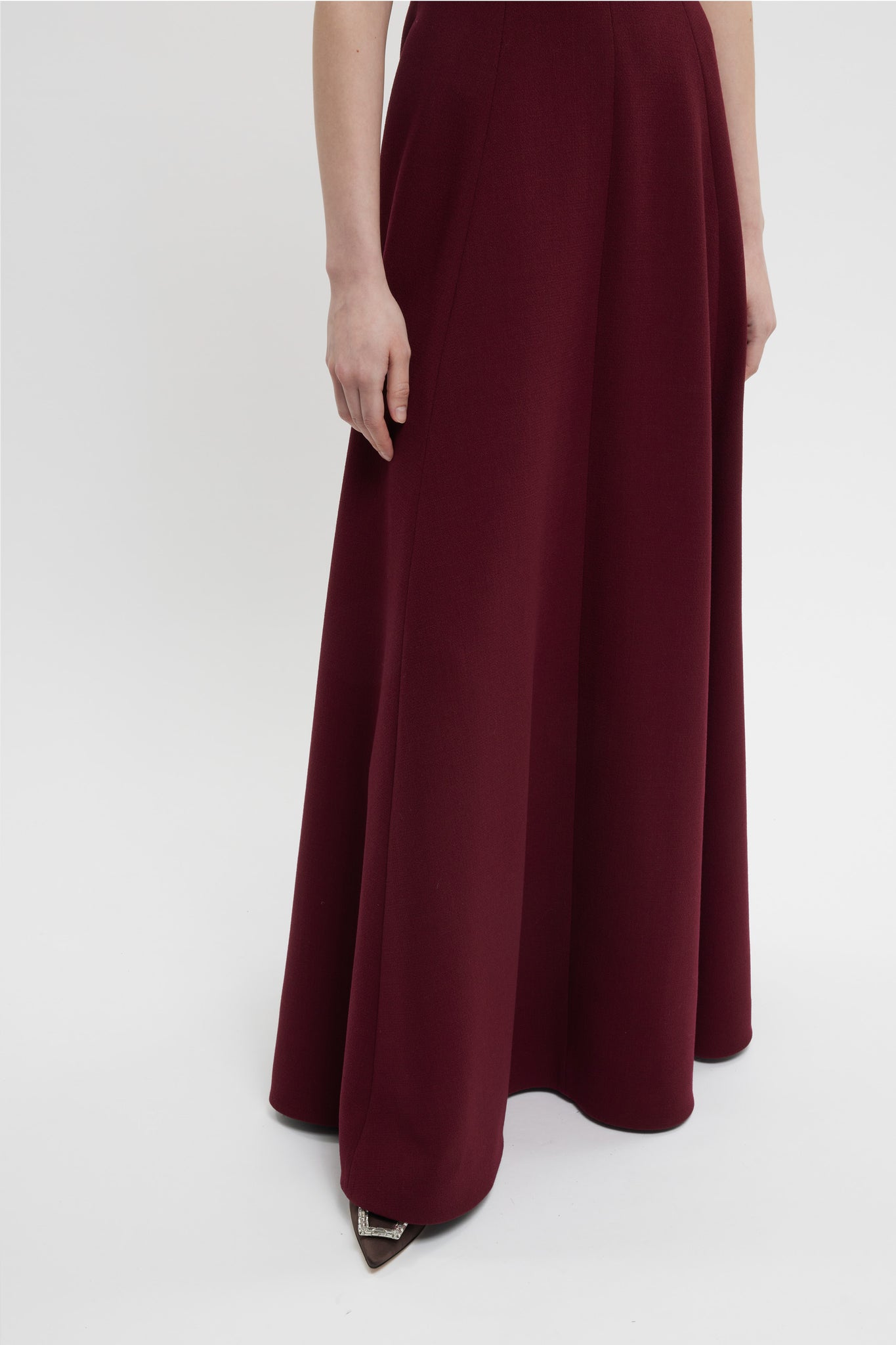 Malinda Floor Length Gown In Burgundy Double Crepe - Emilia Wickstead