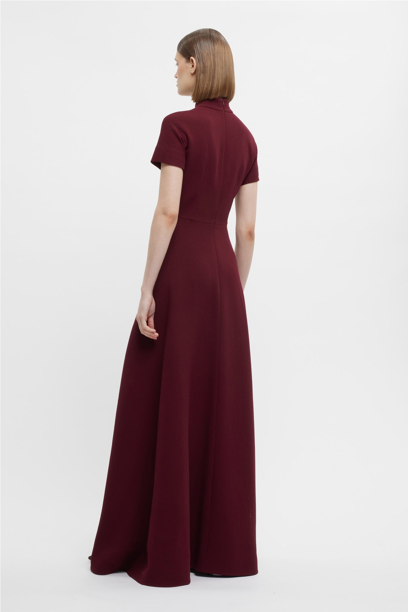 Malinda Floor Length Gown In Burgundy Double Crepe - Emilia Wickstead