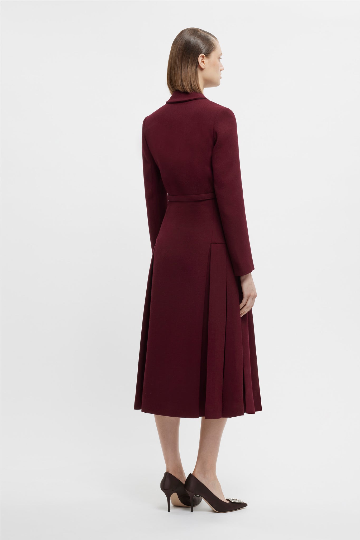 Chaney Coat Dress In Burgundy Double Crepe | Emilia Wickstead