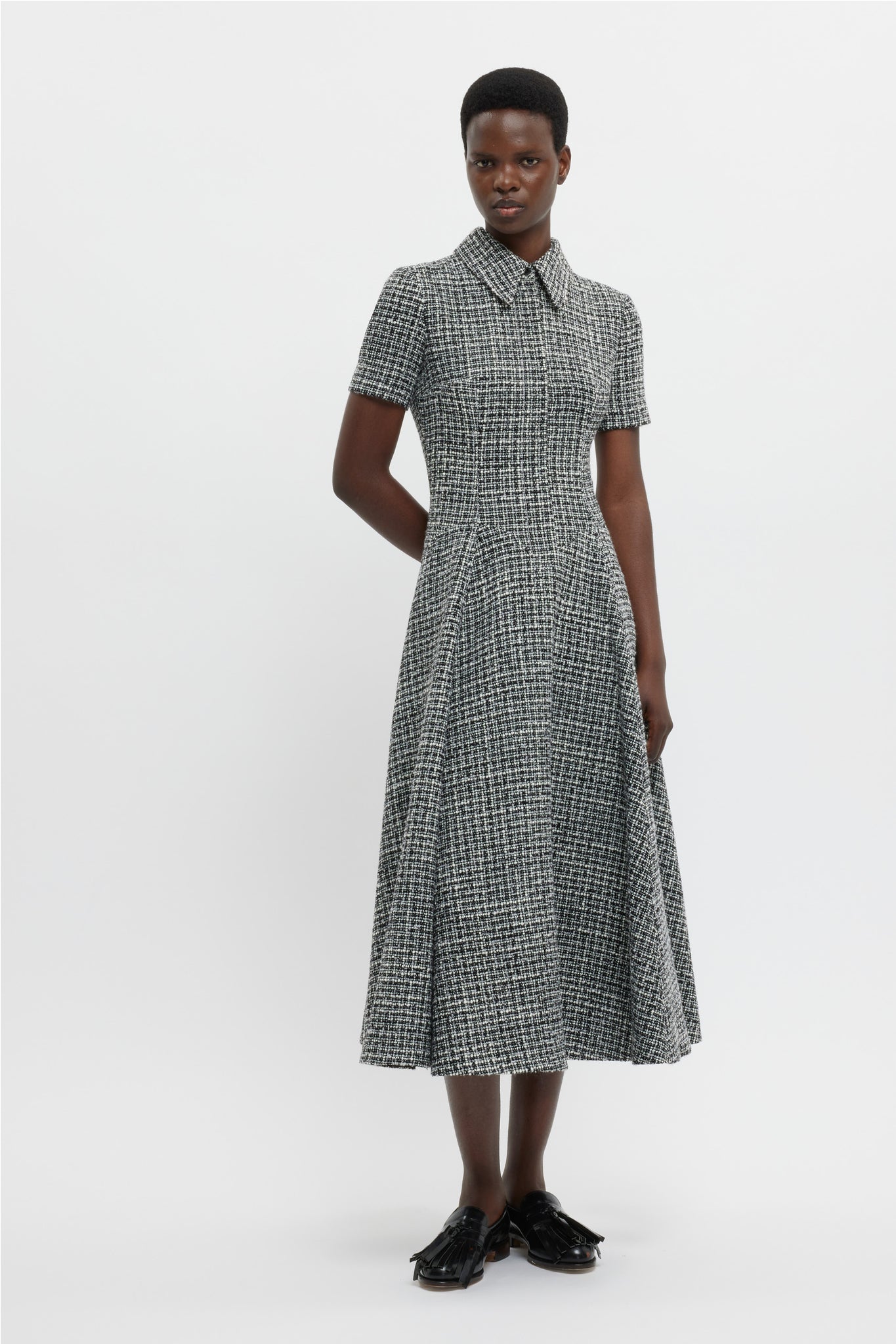 Jody Dress In Ivory & Black Boucle Tweed - Emilia Wickstead