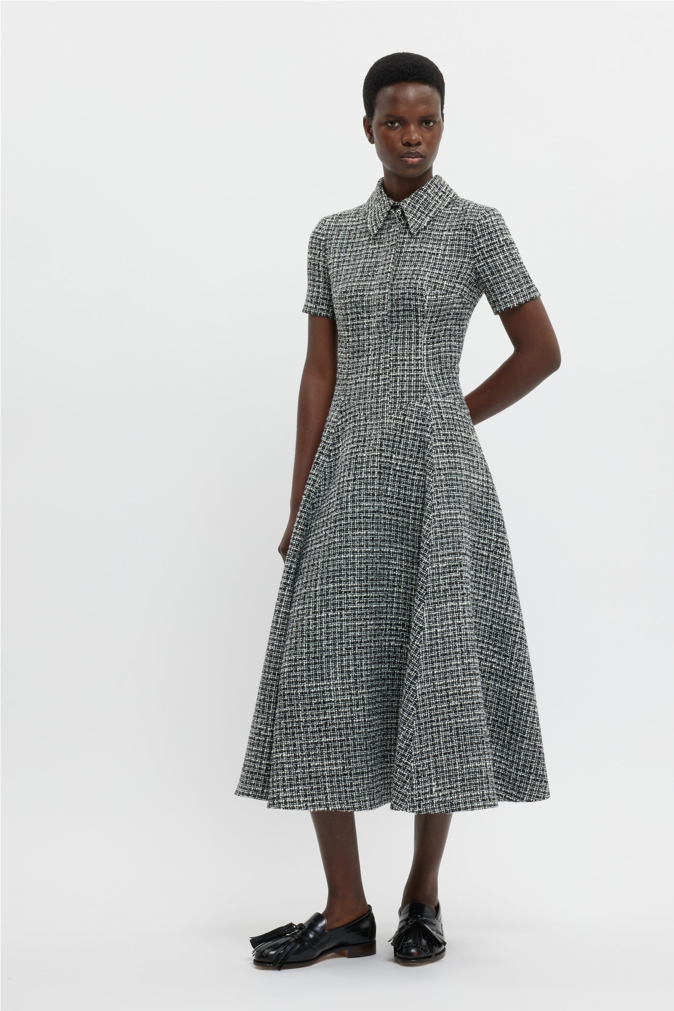 Jody Dress In Ivory & Black Boucle Tweed - Emilia Wickstead