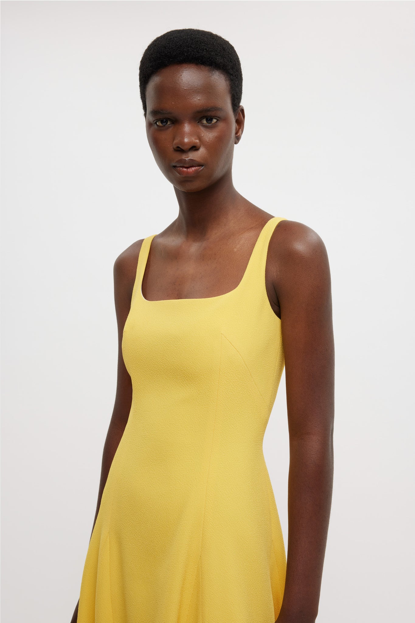 Neith Dress In Custard Yellow Double Crepe - Emilia Wickstead