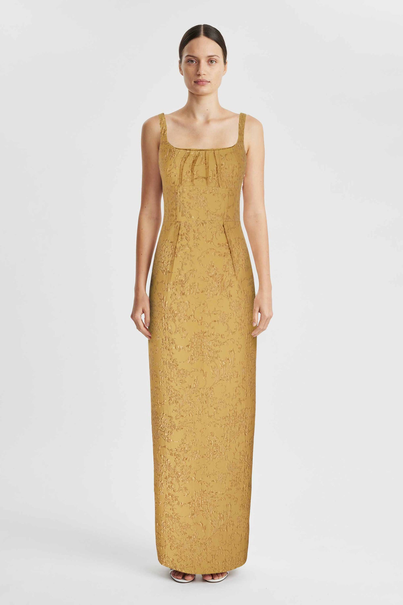 Sharon Dress In Gold Wallpaper Jacquard | Emilia Wickstead