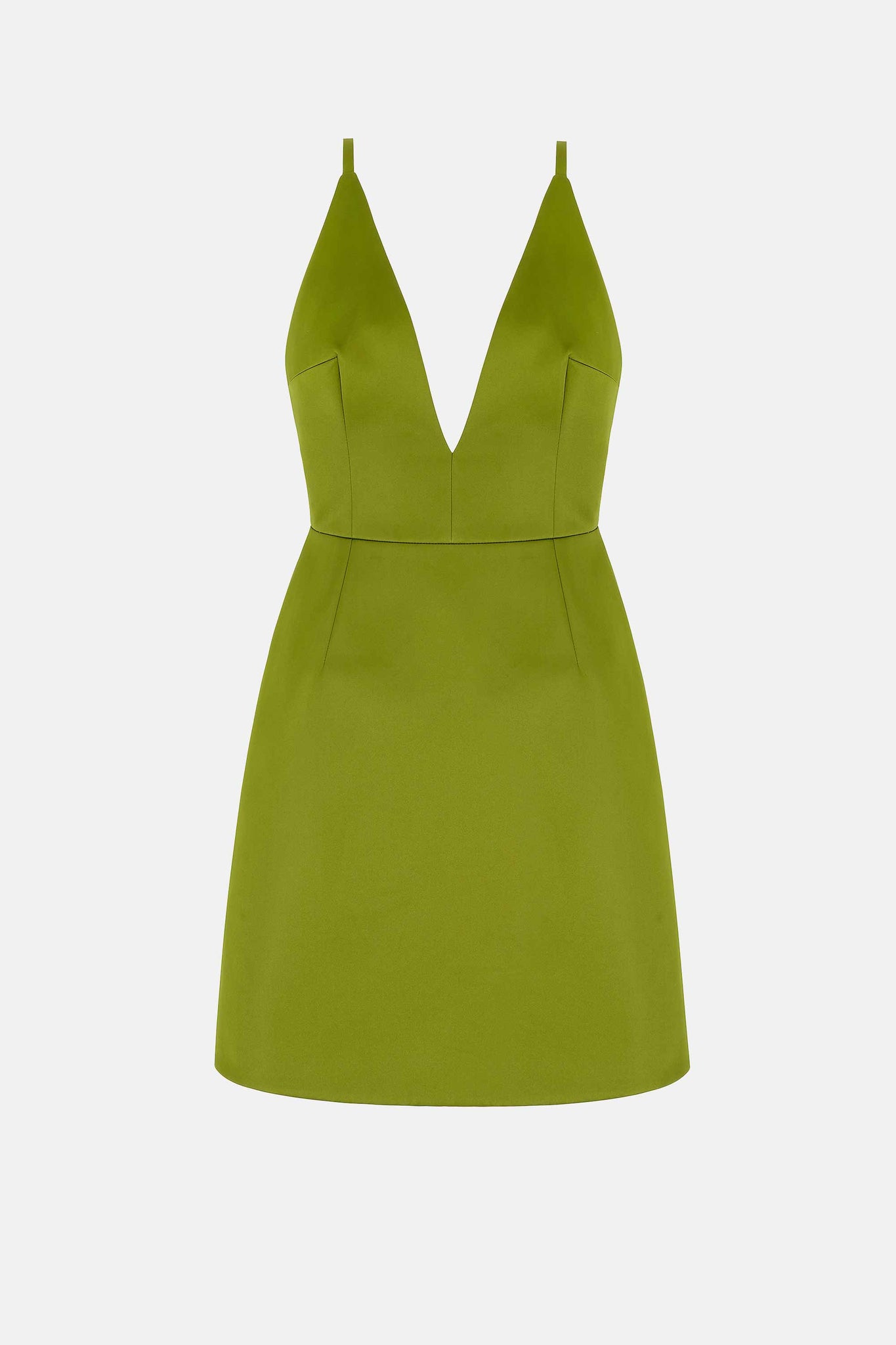 Vero Dress In Olive Green Doppio Satin - Emilia Wickstead