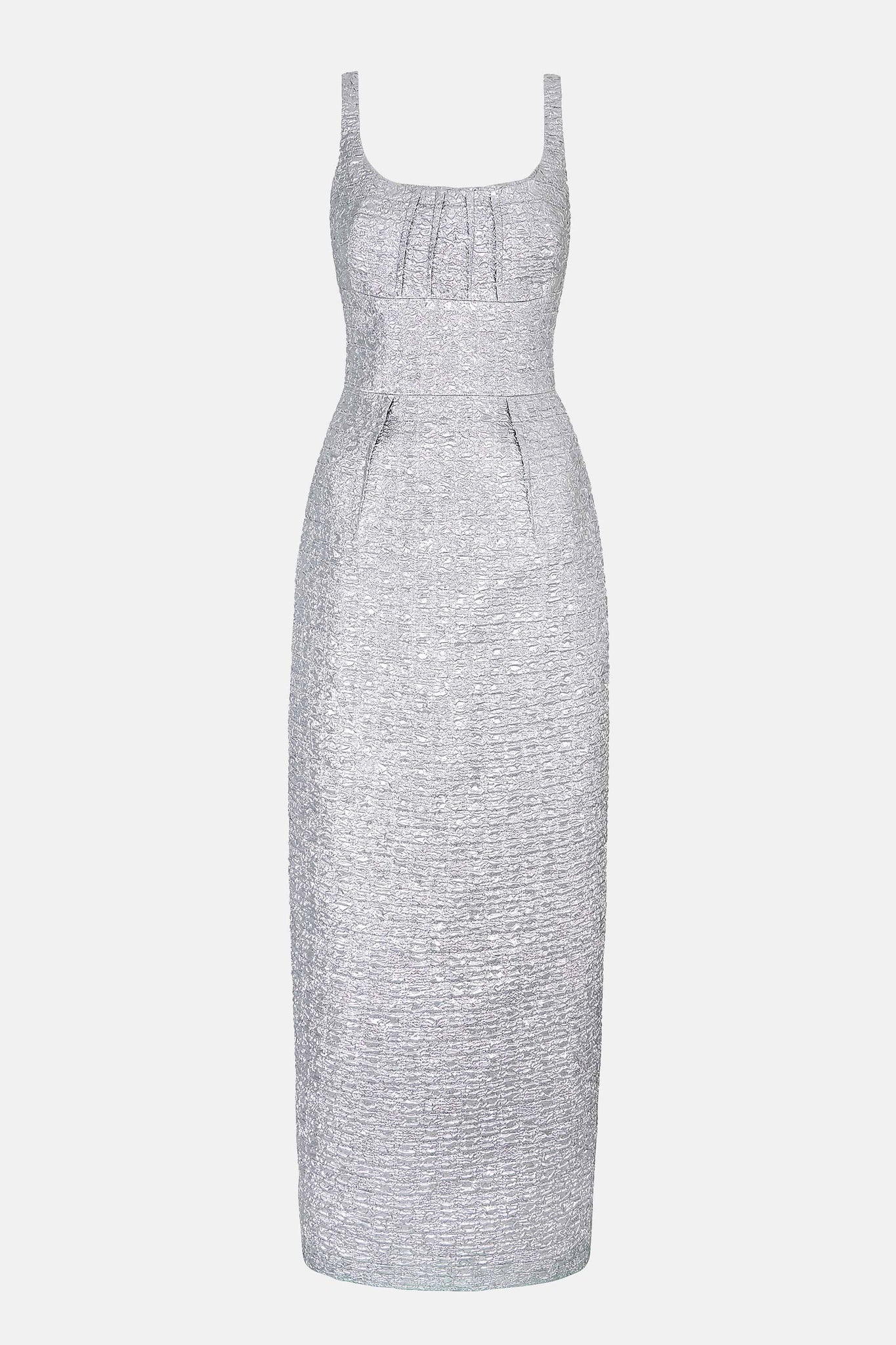 Sharon Dress In Silver Metallic Seersucker