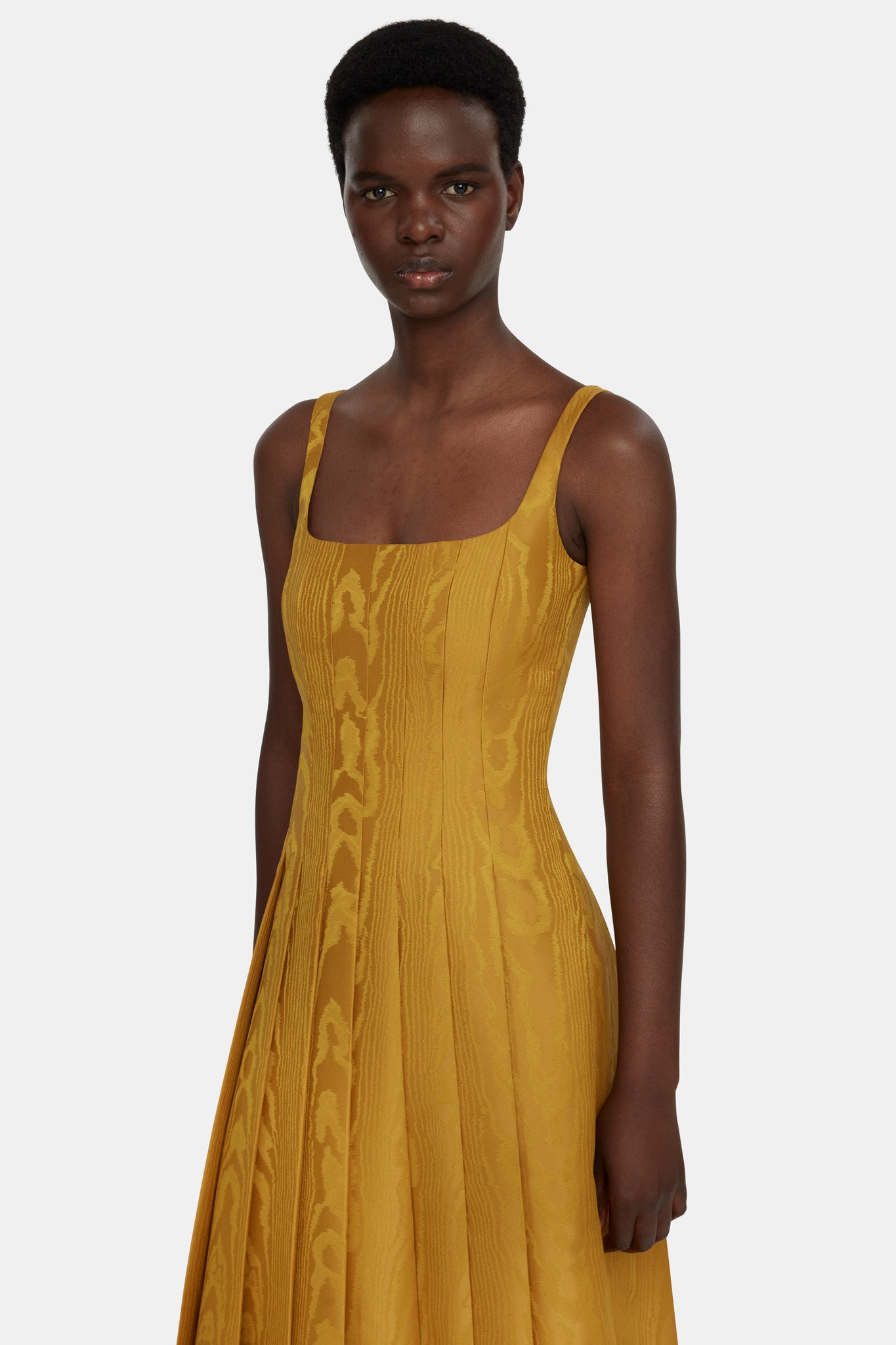 Adele Dress in Ochre Moire Mikado | Emilia Wickstead Adele Dress in Ochre Moire Mikado | Emilia Wickstead