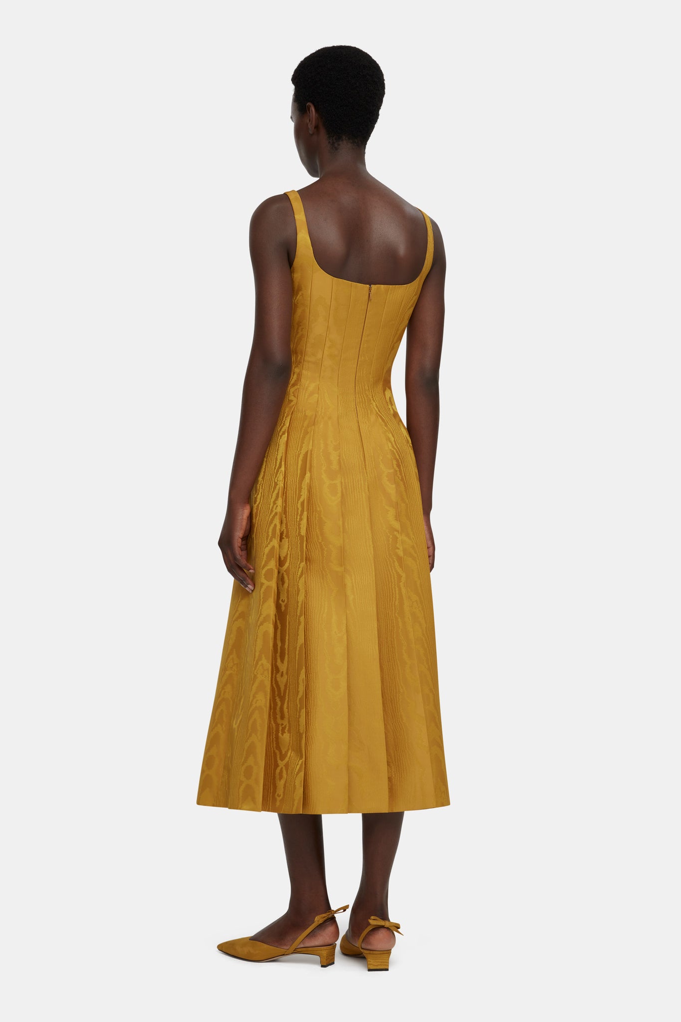 Emilia Wickstead Adele Dress in Ochre Moire Mikado |  Emilia Wickstead