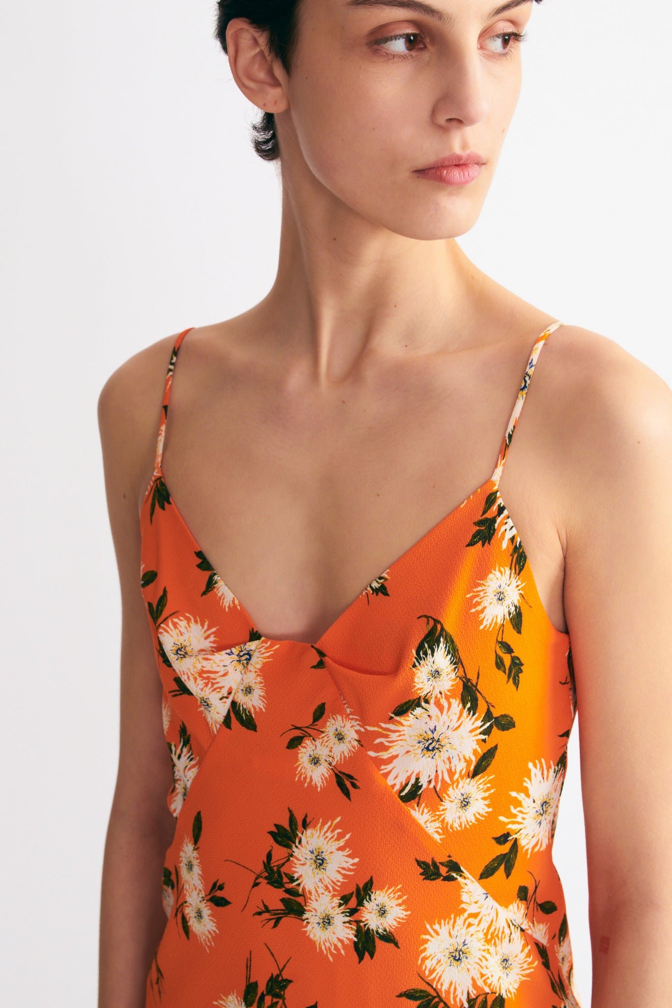 Amaris Dress In Orange Dahlia Floral Print Crepe Georgette | Emilia Wickstead