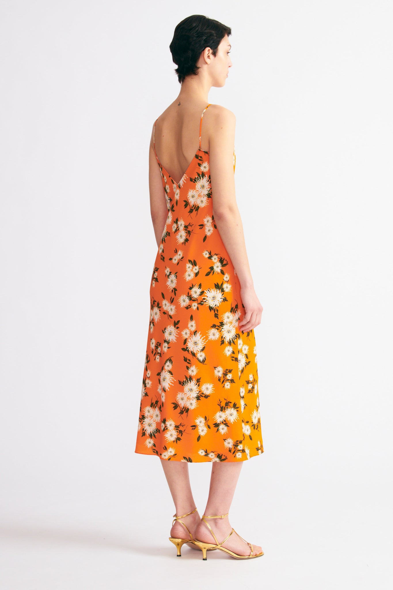 Emilia Wickstead Women s Amaris Dahlia Print Crepe Midi Dress Orange Casual Dresses