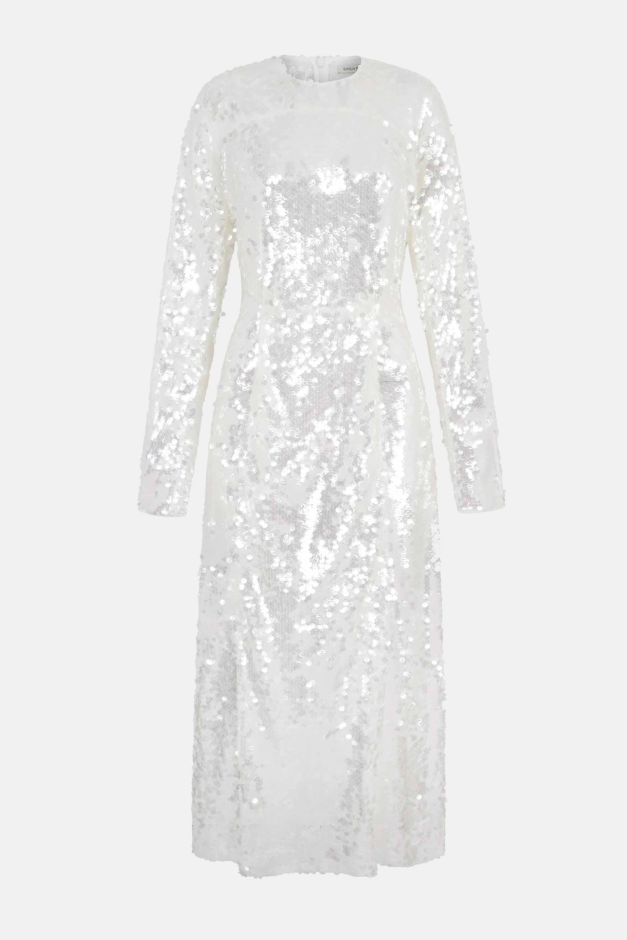 Amiria Clear White Sequin Long Sleeve Dress Emilia Wickstead