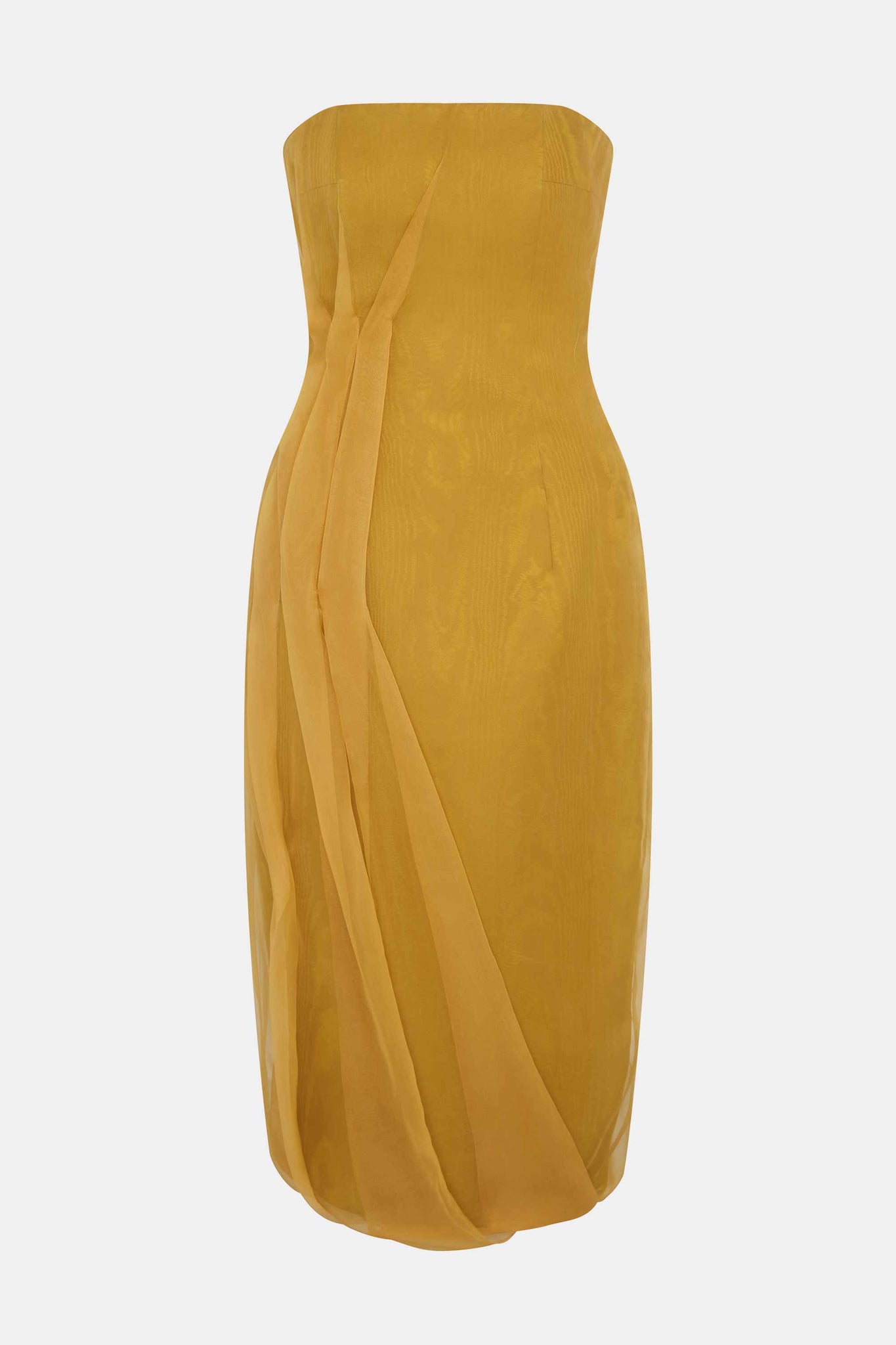 Aracely Strapless Dress in Ochre Moire Mikado | Emilia Wickstead