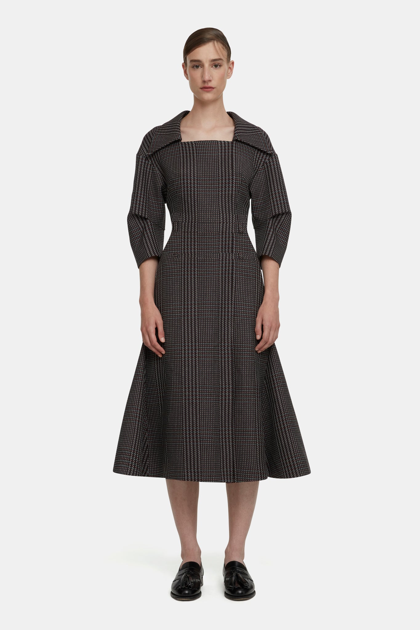 Arete Dress in Prince of Wales Check Merino Wool |  Emilia Wickstead