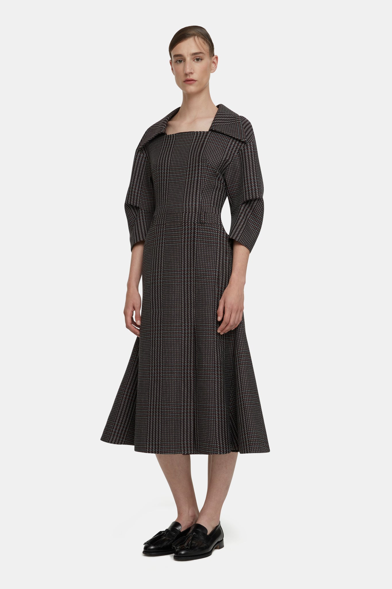 Arete Dress in Prince of Wales Check Merino Wool |  Emilia Wickstead