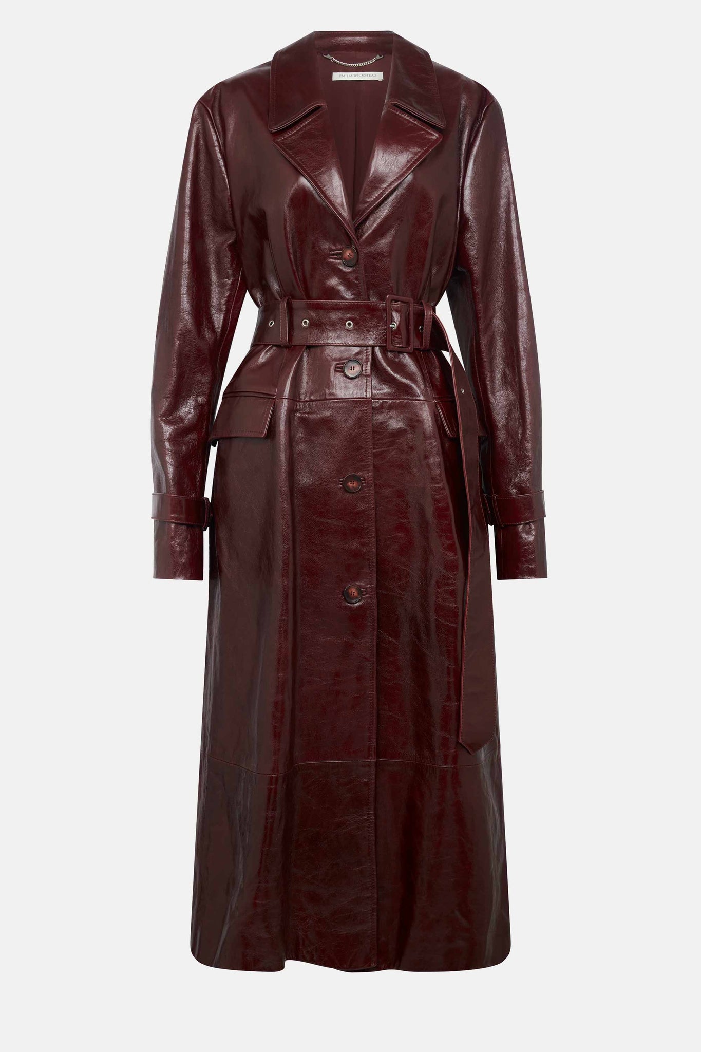 Brady Trench Coat in Oxblood Leather - Emilia Wickstead