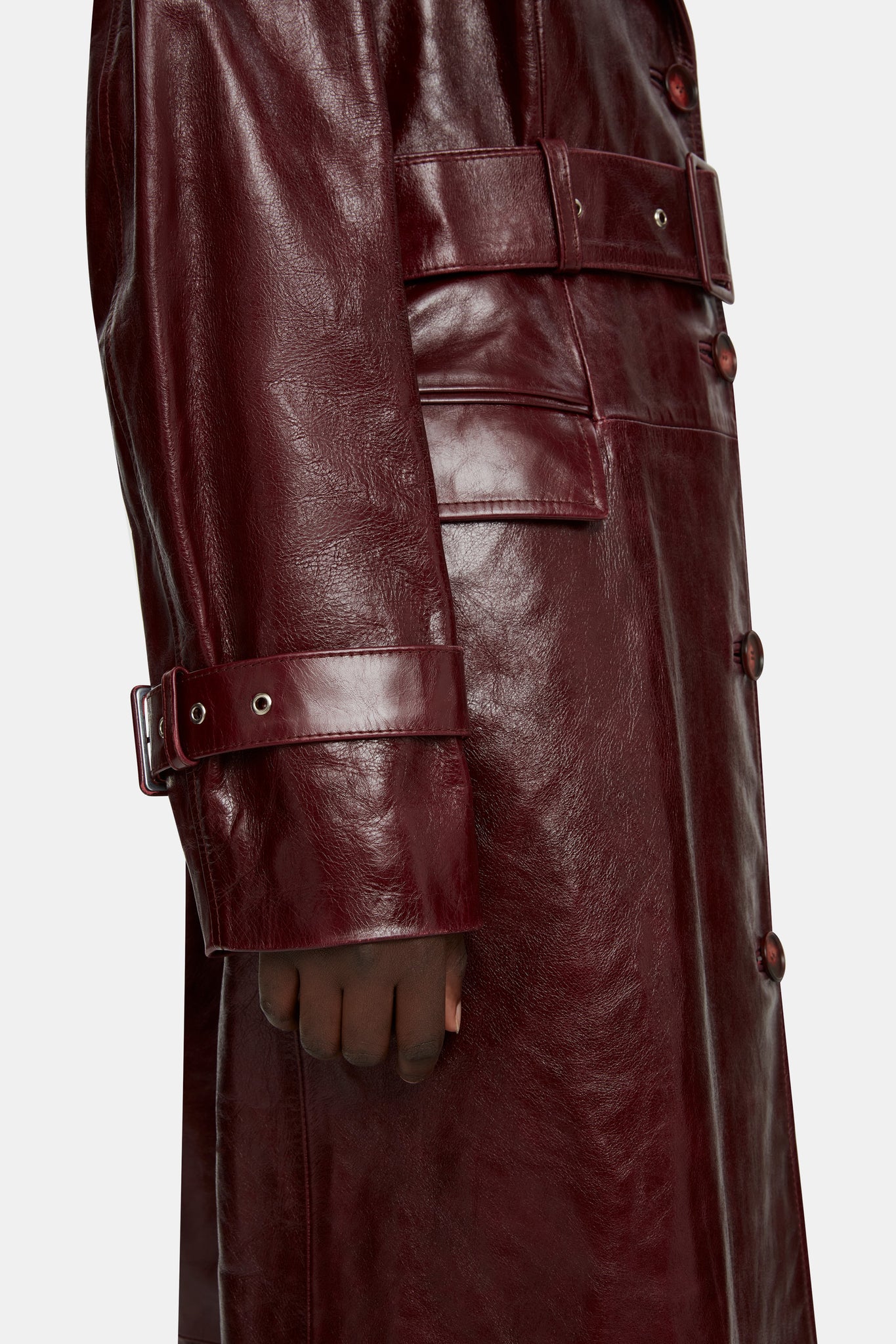 Brady Trench Coat in Oxblood Leather |  Emilia Wickstead