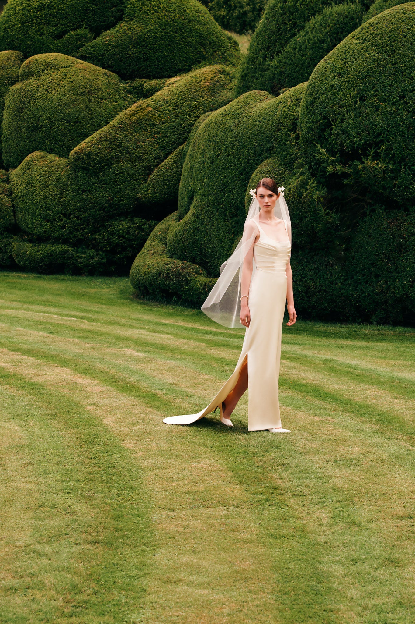 Talea Bridal Dress in Ivory Envers Shiny Satin | Emilia Wickstead Talea Bridal Dress in Ivory Envers Shiny Satin | Emilia Wickstead