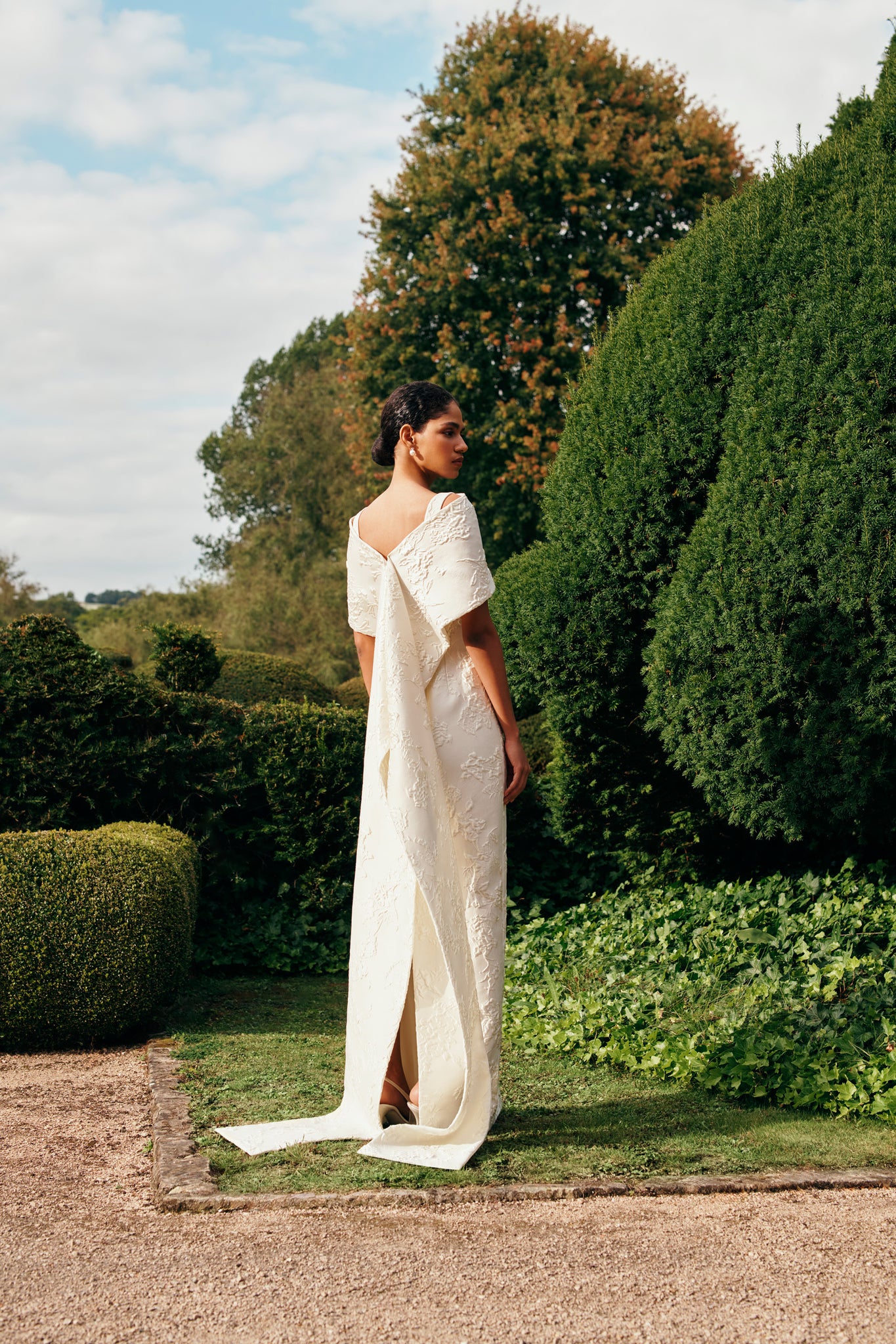 Viva Bridal Dress in Rose Jacquard with the Sophia Bridal Train | Emilia Wickstead