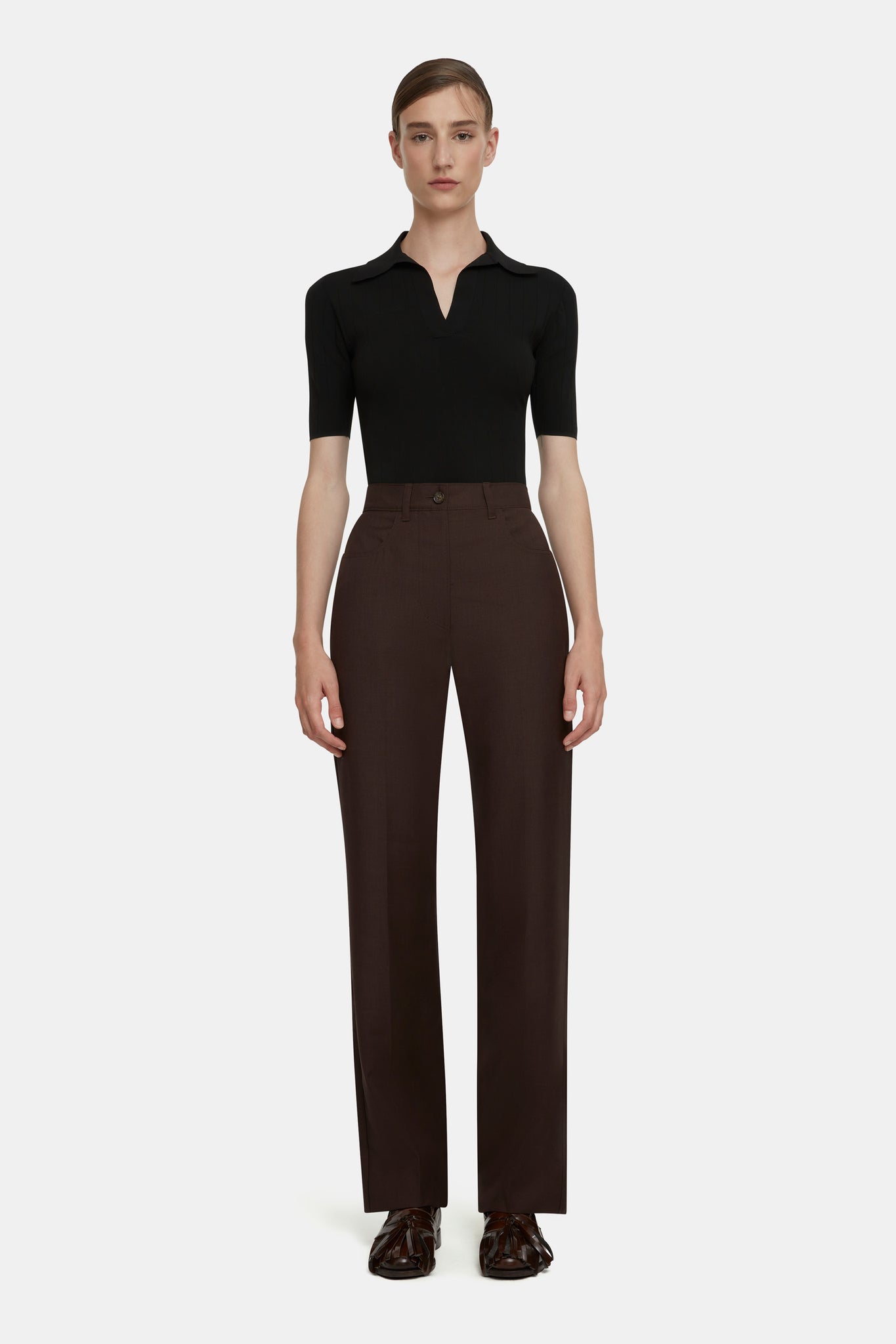 Brinkley Trousers in Brown Merino Wool |  Emilia Wickstead