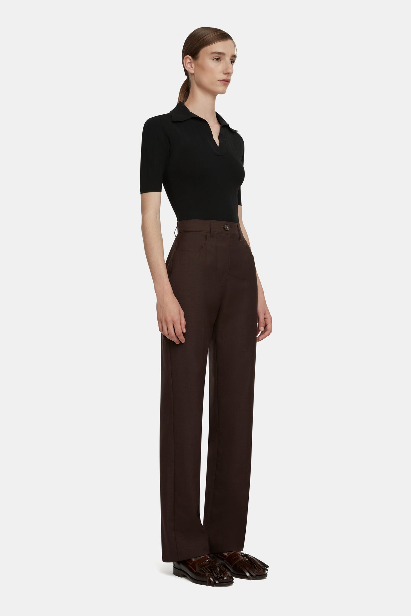 Brinkley Trousers in Brown Merino Wool |  Emilia Wickstead