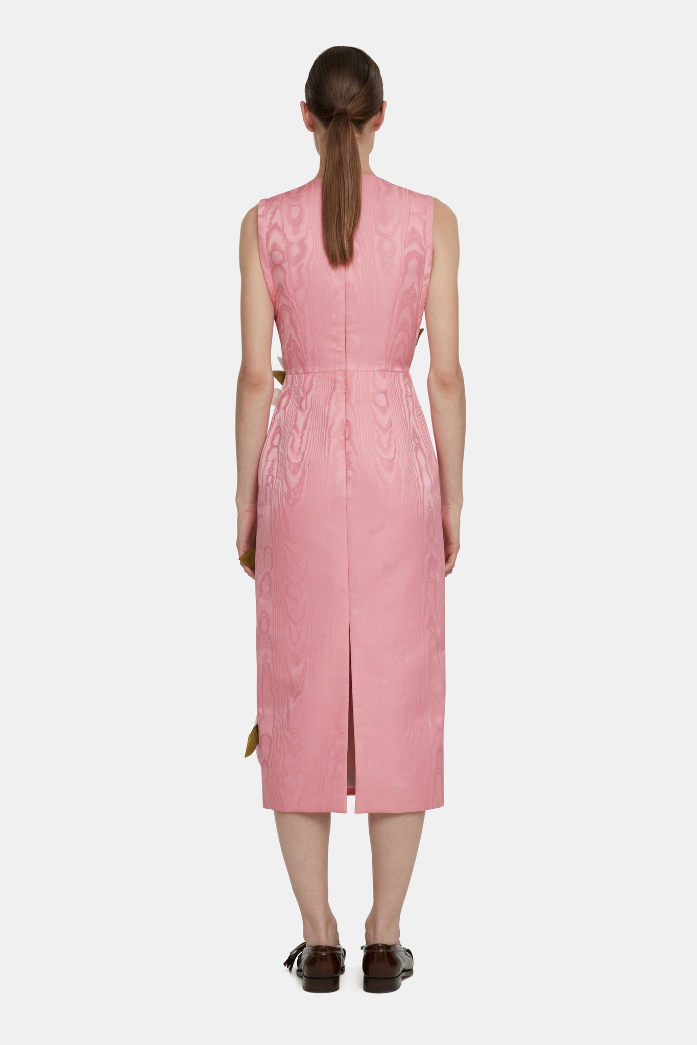 Cappia Petal Applique Dress in Pink Moire Mikado |  Emilia Wickstead