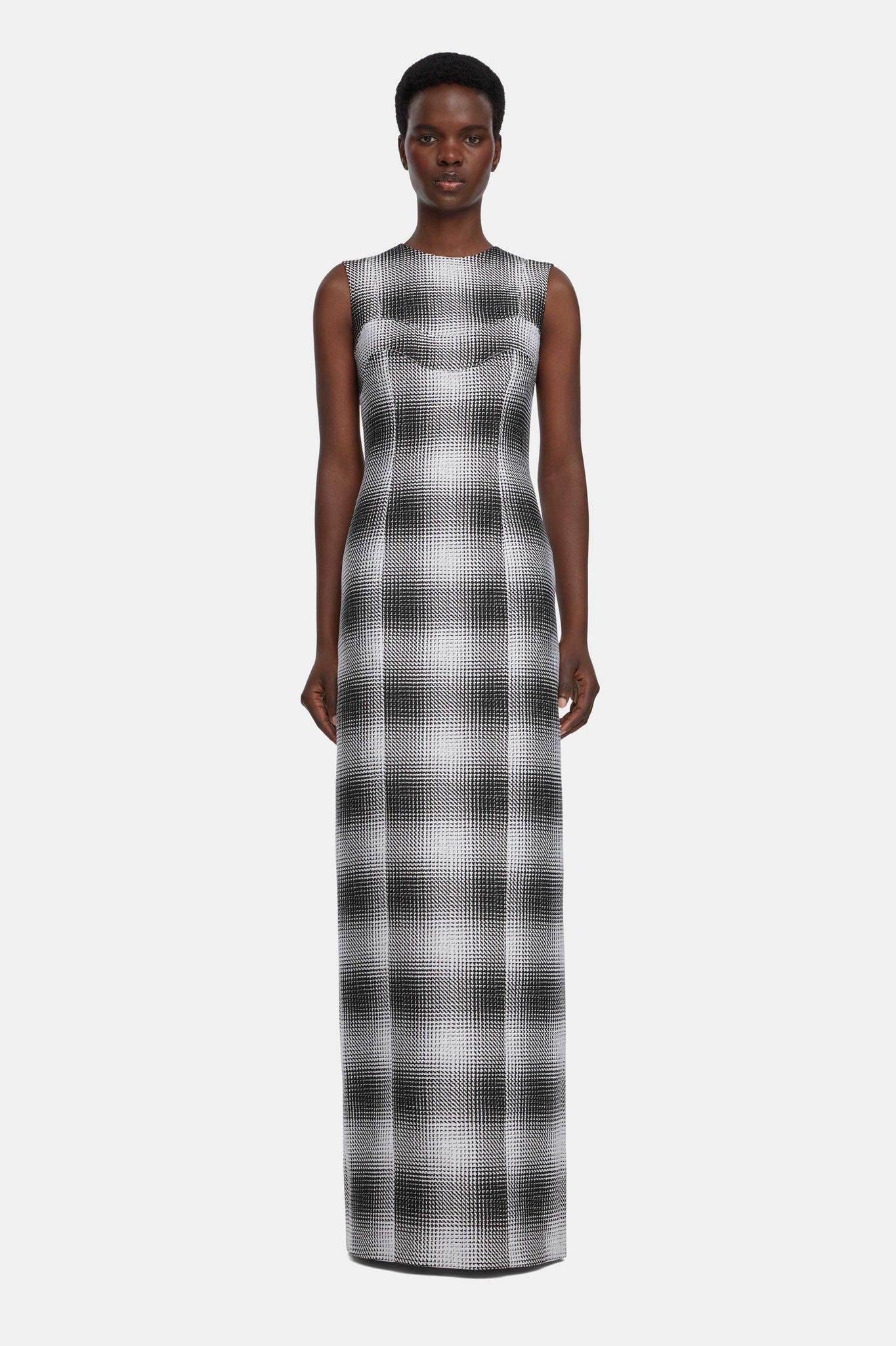 Emilia Wickstead Celene Dress In Black & White Checked Cloque