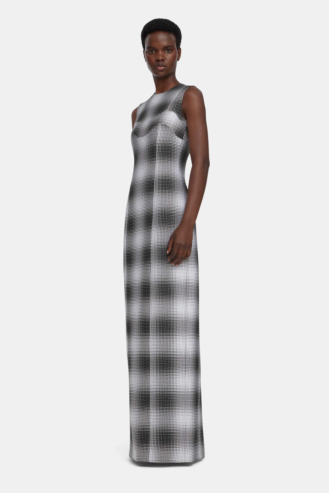 Emilia Wickstead Celene Dress In Black & White Checked Cloque