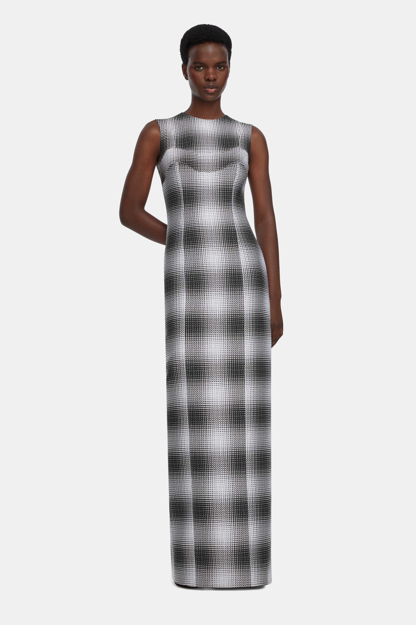 Emilia Wickstead Celene Dress In Black & White Checked Cloque