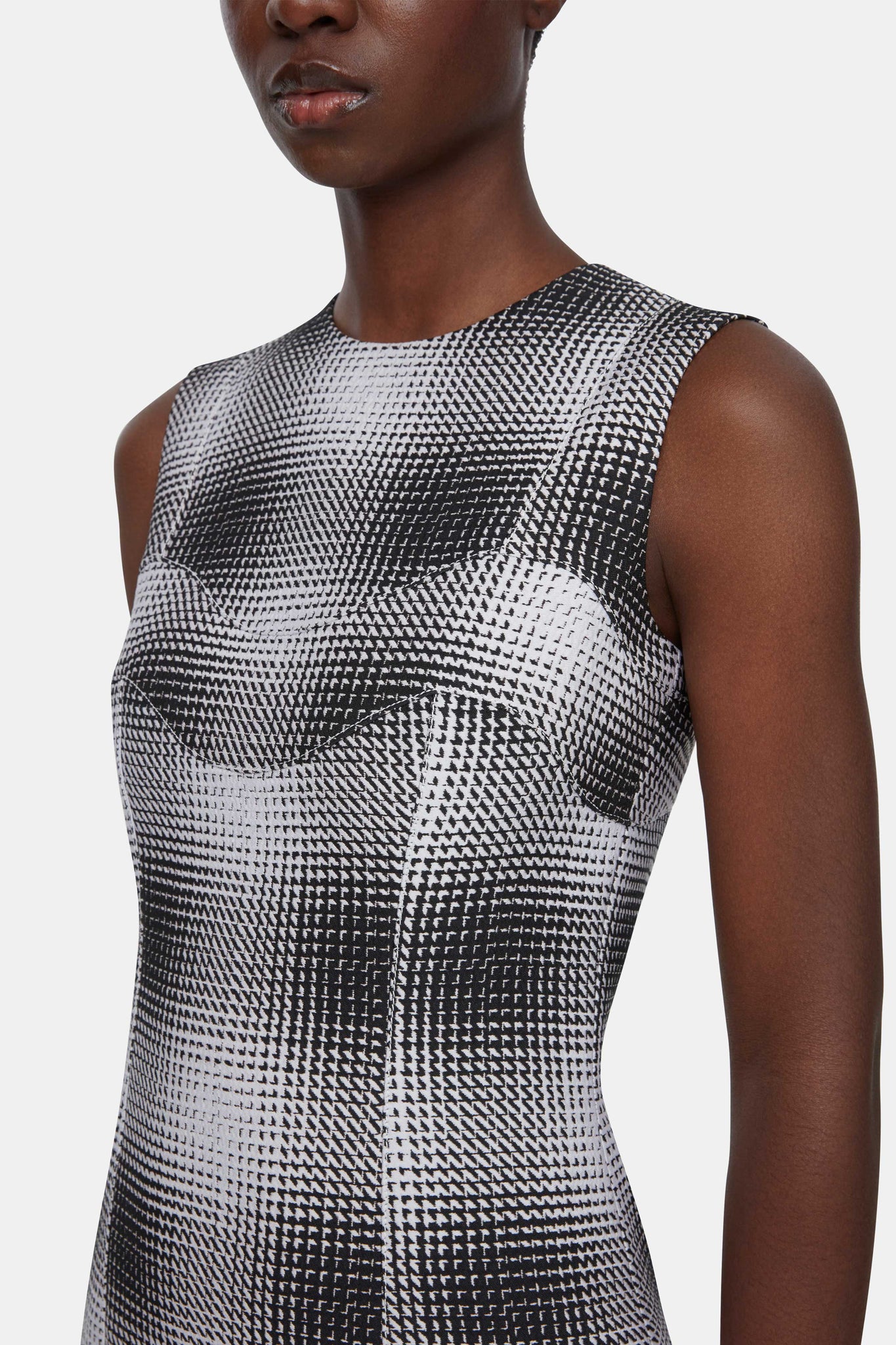 Emilia Wickstead Celene Dress In Black & White Checked Cloque