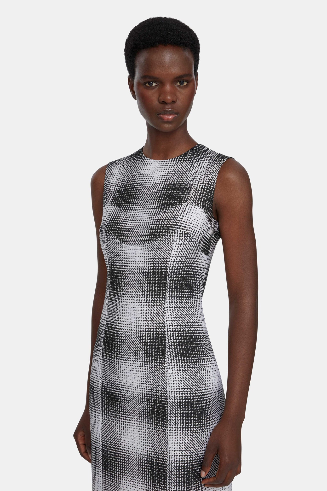 Emilia Wickstead Celene Dress In Black & White Checked Cloque