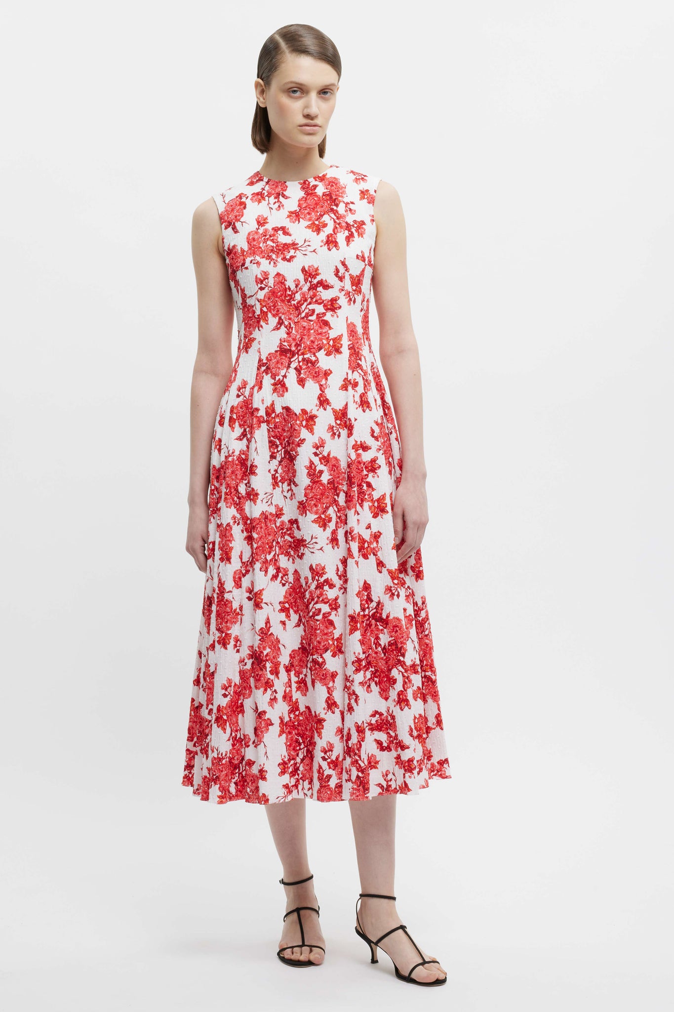 Emilia Wickstead Chelsea Dress In Hot Pink Centifolia Rose Floral Print Bibione Cotton