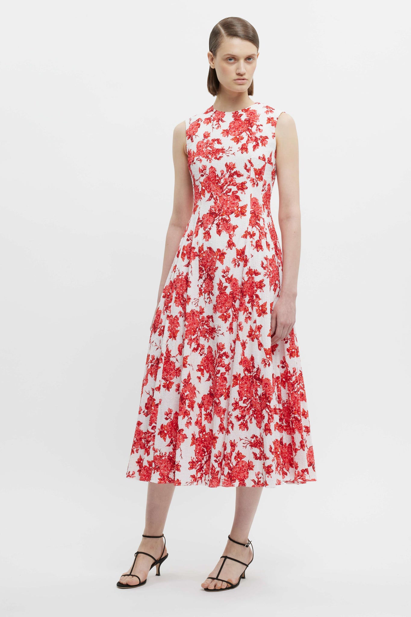 Emilia Wickstead Chelsea Dress In Hot Pink Centifolia Rose Floral Print Bibione Cotton