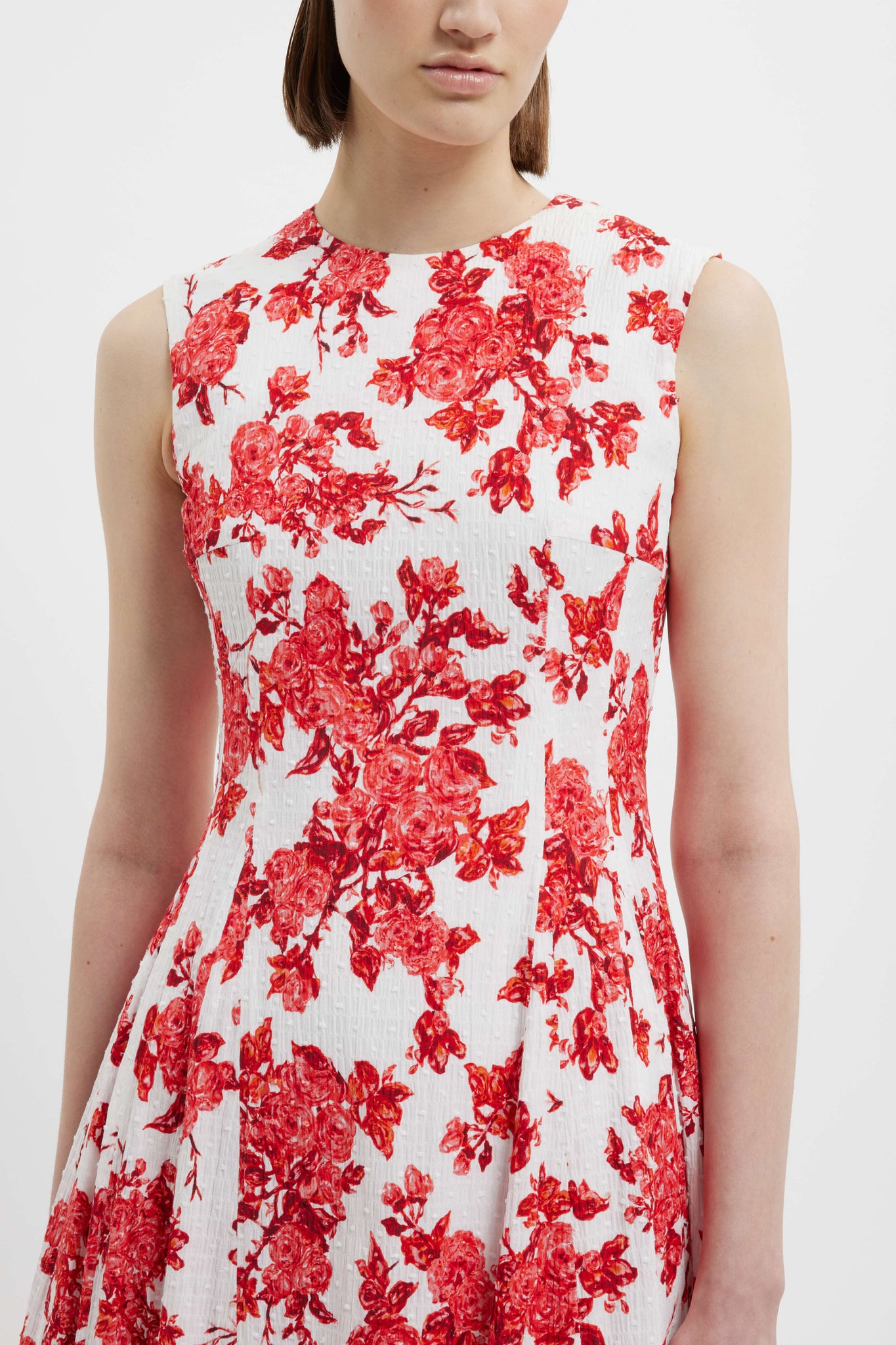 Emilia Wickstead Chelsea Dress In Hot Pink Centifolia Rose Floral Print Bibione Cotton