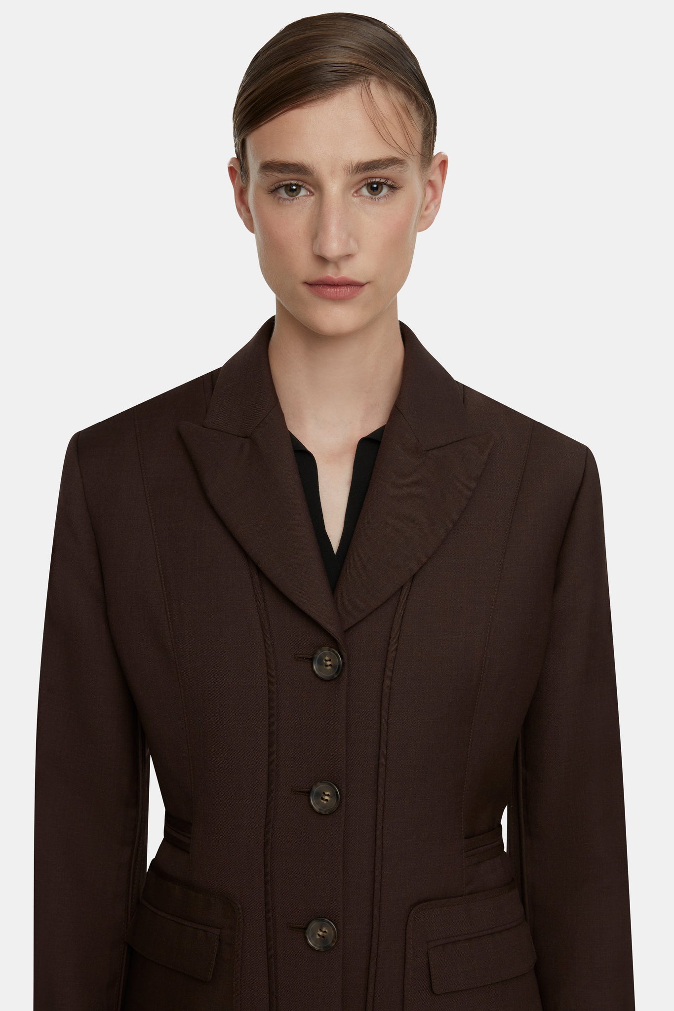 Courtney Tailored Jacket in Brown Merino Wool |  Emilia Wickstead