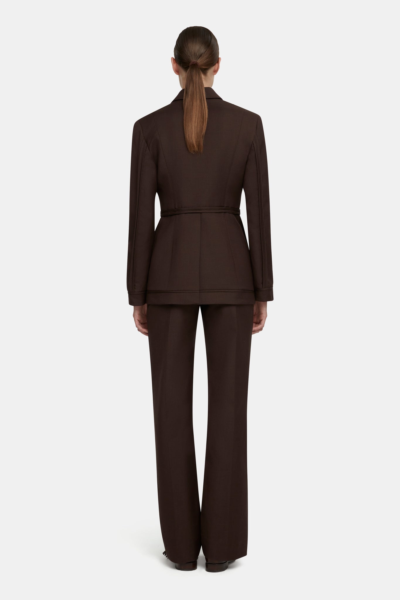 Courtney Tailored Jacket in Brown Merino Wool |  Emilia Wickstead