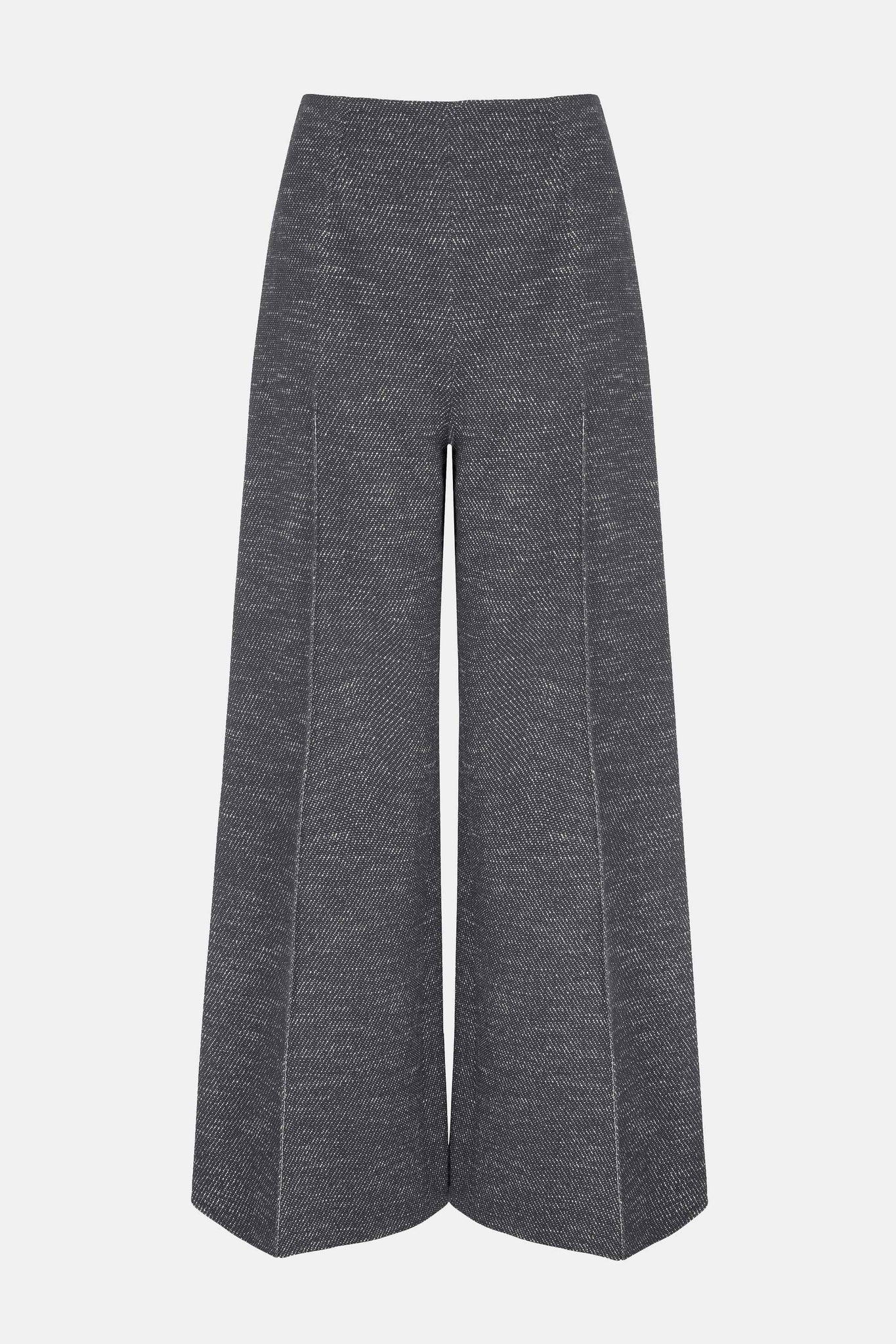 Emilia Wickstead Daffy Trousers in Navy Blue Chevron Weave