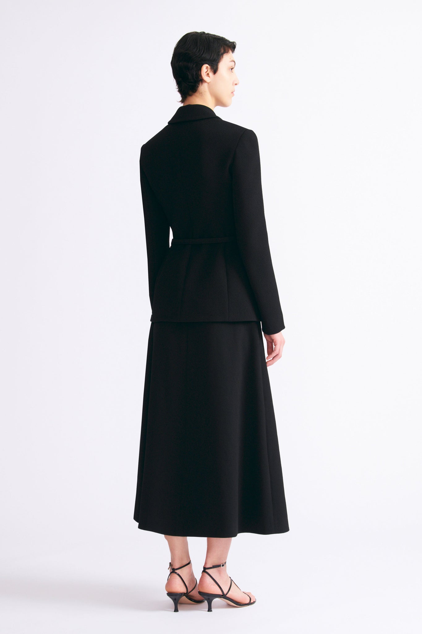 Sato Inverted Pleat A-Line Skirt In Black Double Crepe | Emilia Wickstead