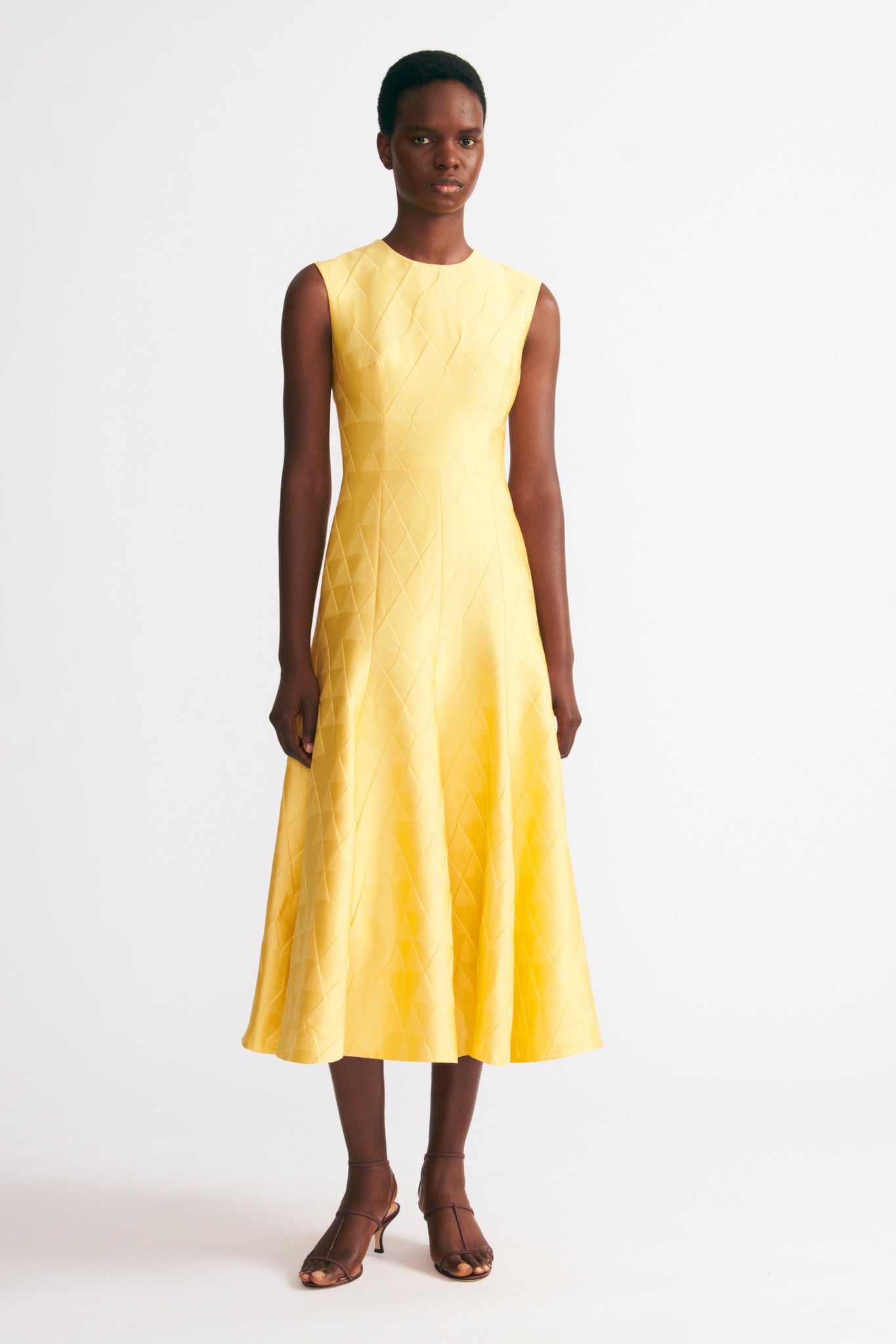 Emilia Wickstead Dellah Dress in Yellow Woven Cloque