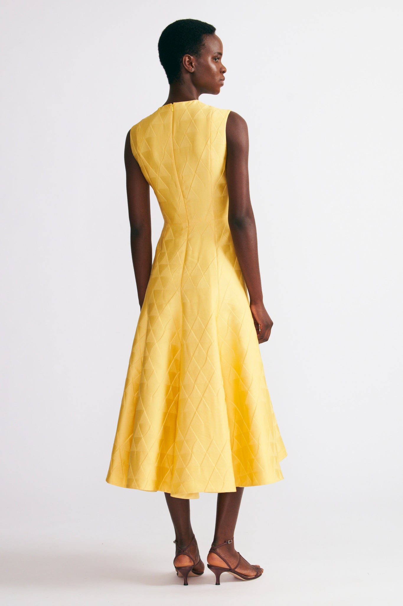 Emilia Wickstead Dellah Dress in Yellow Woven Cloque