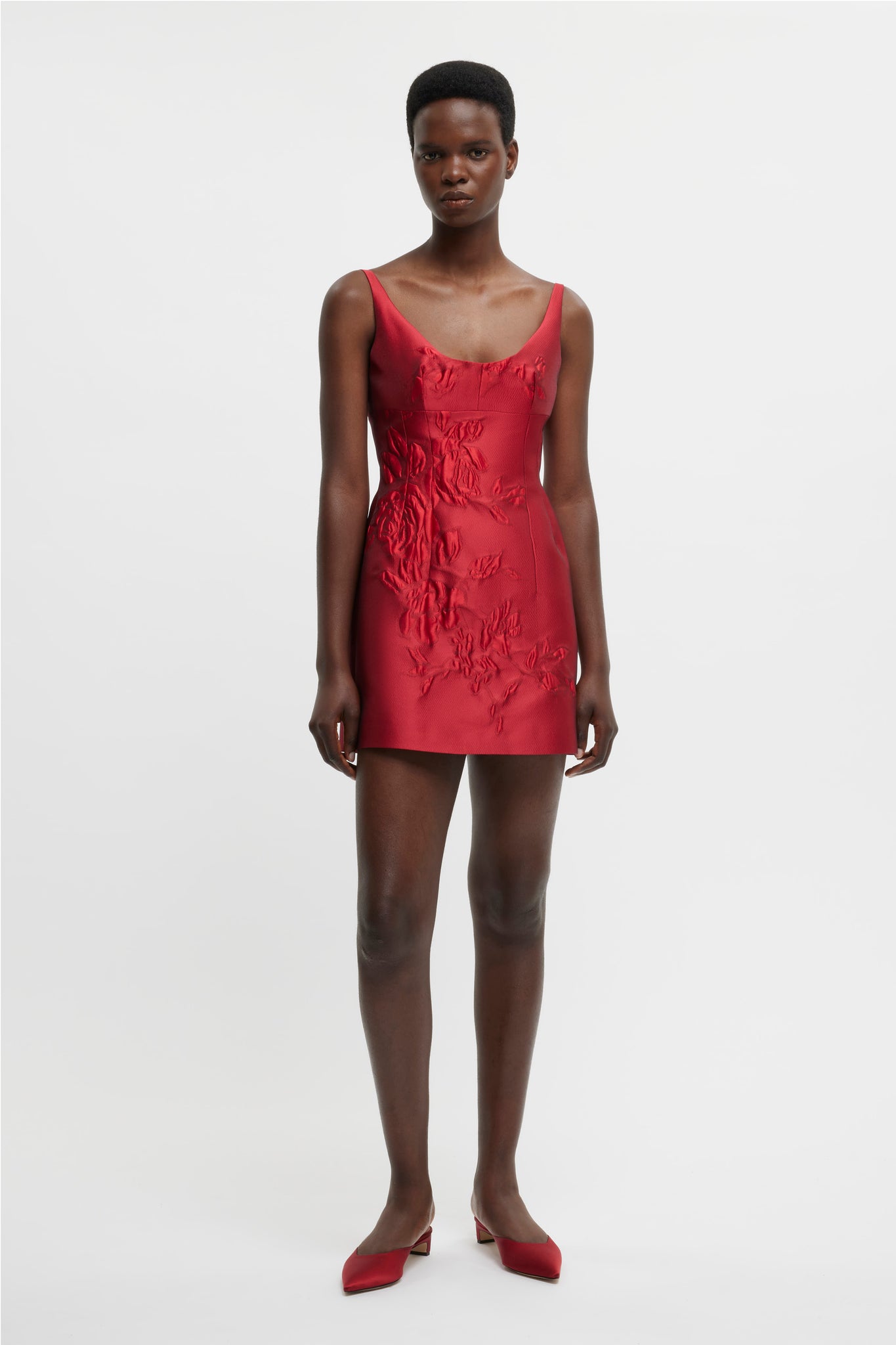 Einna Dress In Red Graphic Rose Jacquard | Emilia Wickstead