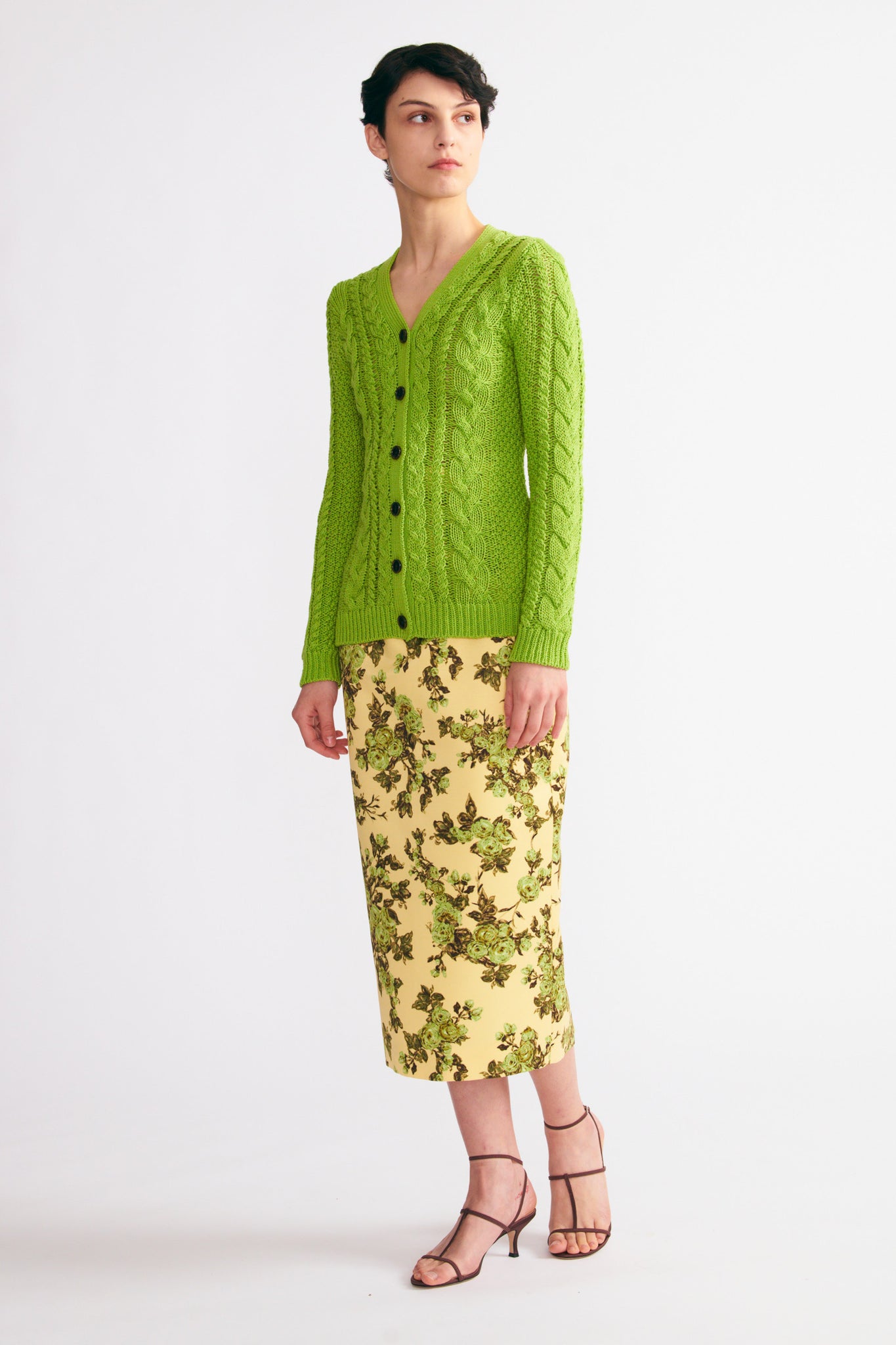 Elmer Cable Knit Cardigan In Green | Emilia Wickstead