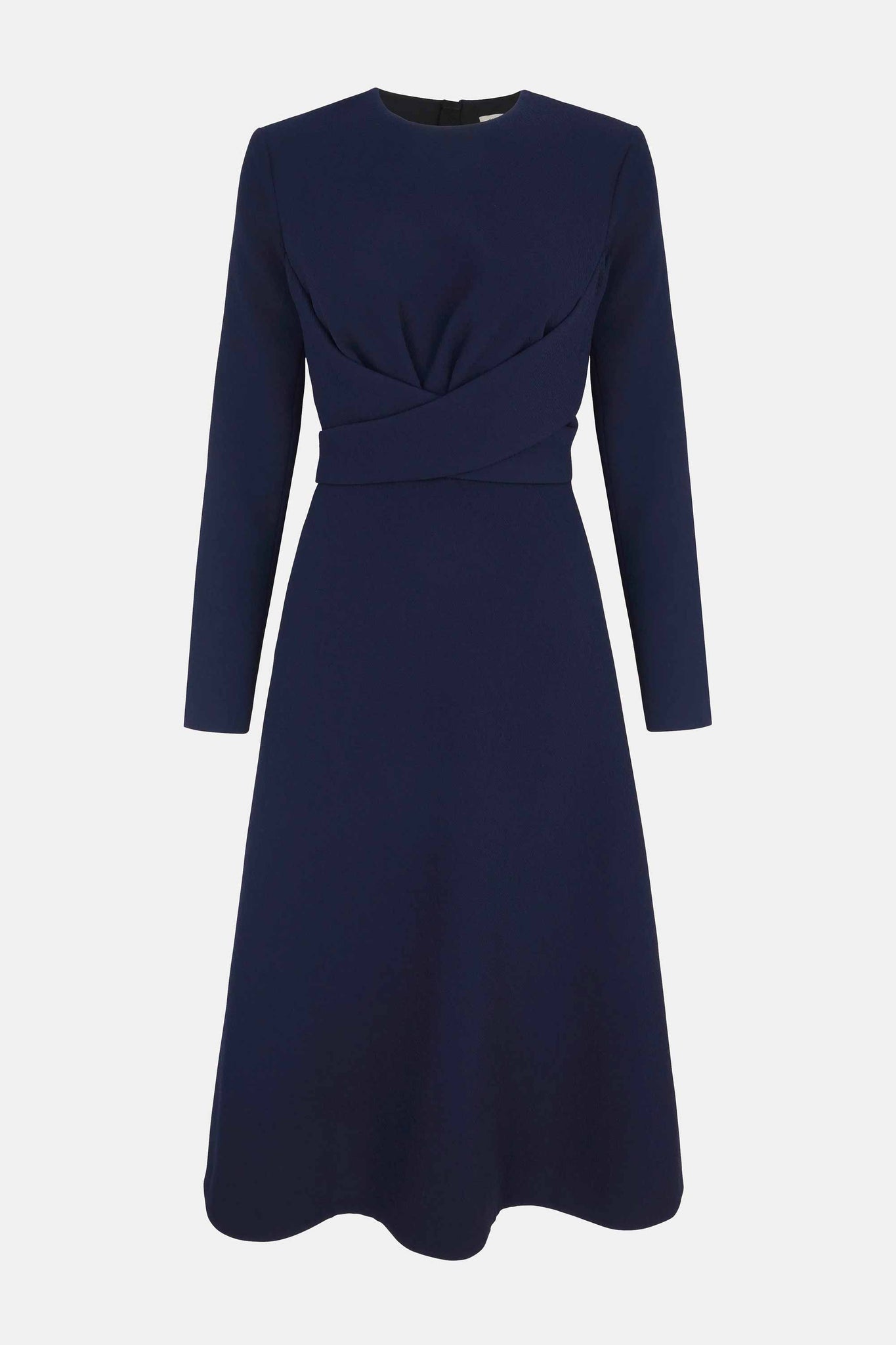 Elta Dress | Navy Blue Long Sleeve Fit-and-Flare Dress | Emilia Wickstead