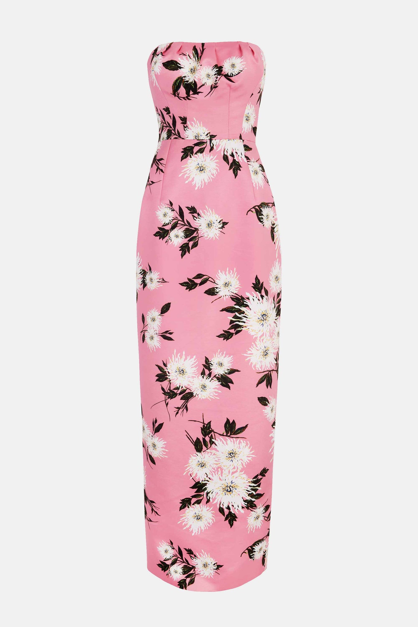 Emine Gown Pink Dahlia Floral Print Taffeta Faille | Emilia Wickstead