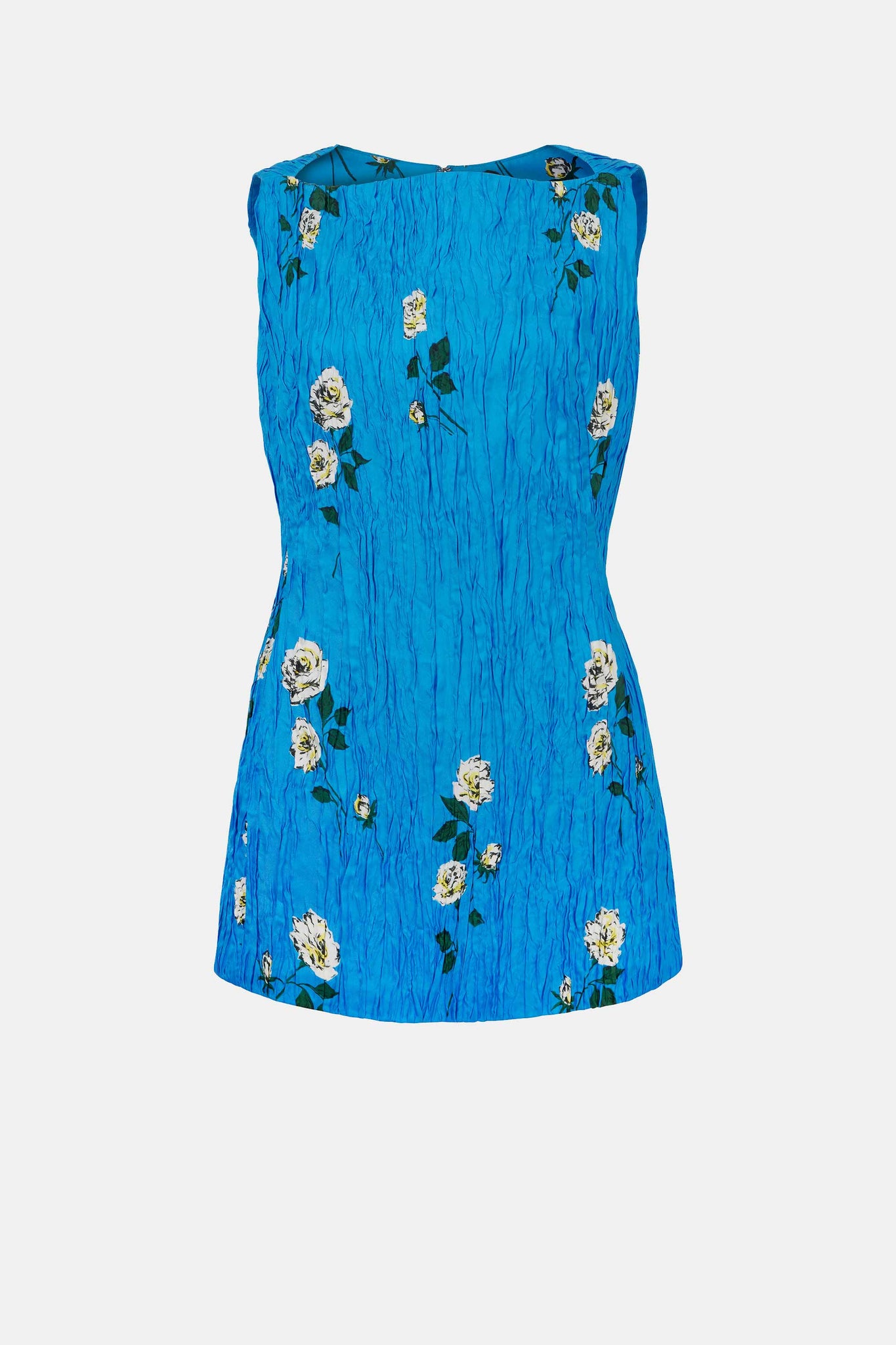 Fifer Mini Dress in Electric Blue Floral Printed Twill |  Emilia Wickstead