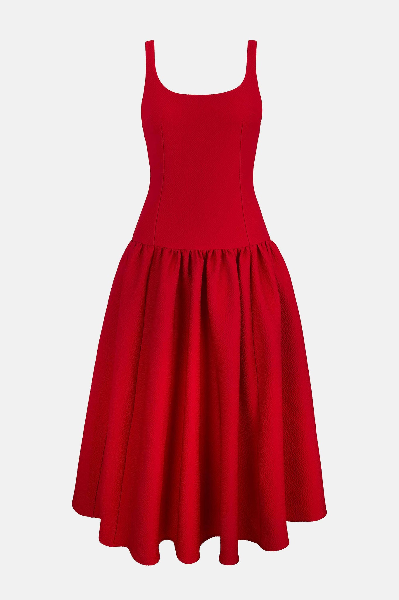 Galen Dress In Bright Red Cloque | Emilia Wickstead