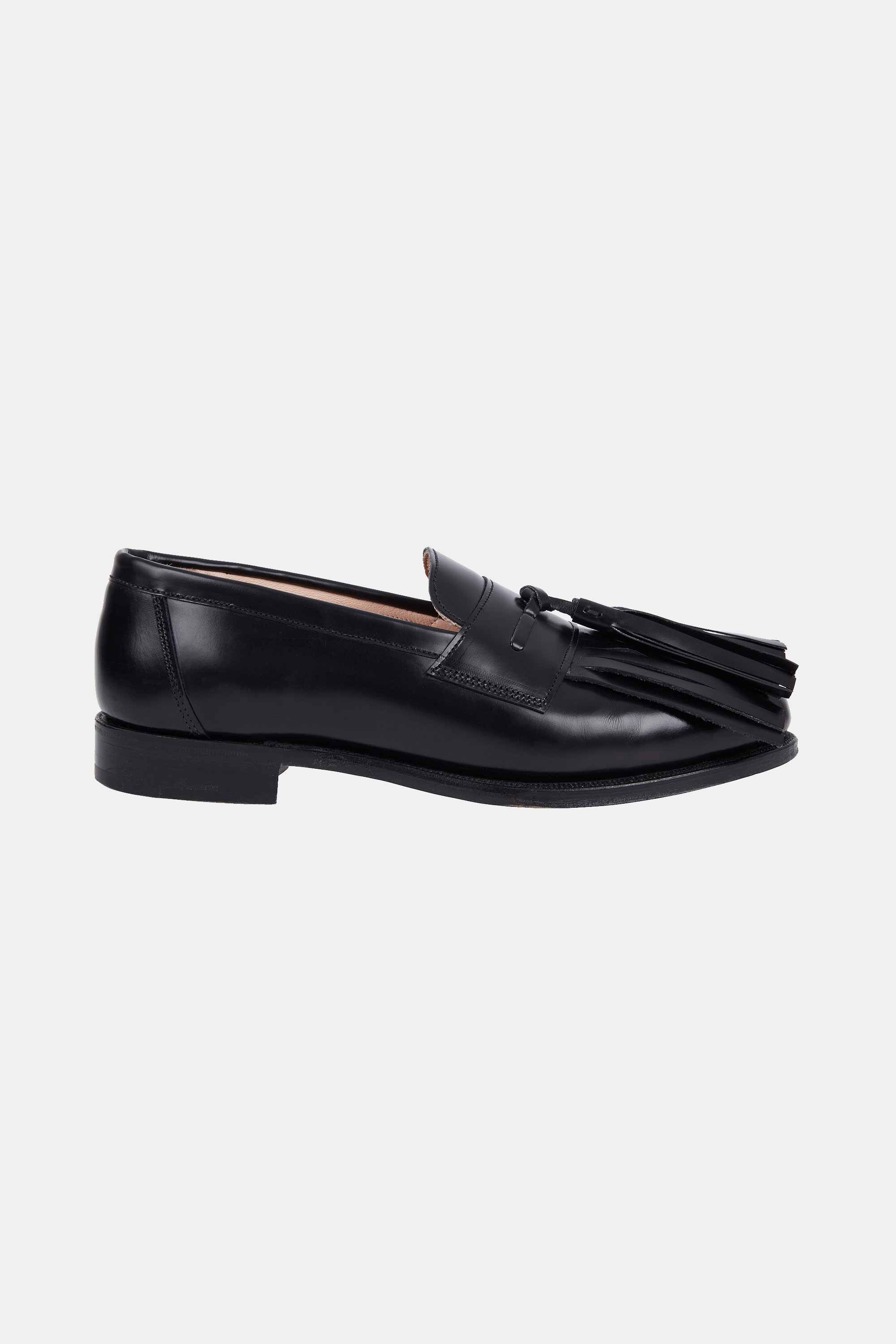 Grenson X Emilia Wickstead Grenda Tassel Front Loafer in Black Leather